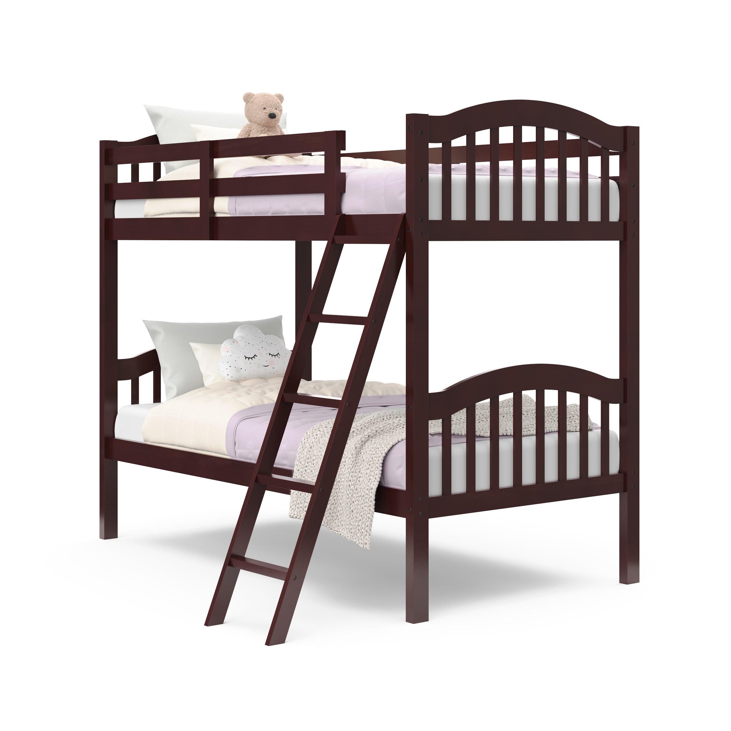 espresso bunk bed with fixed ladder
