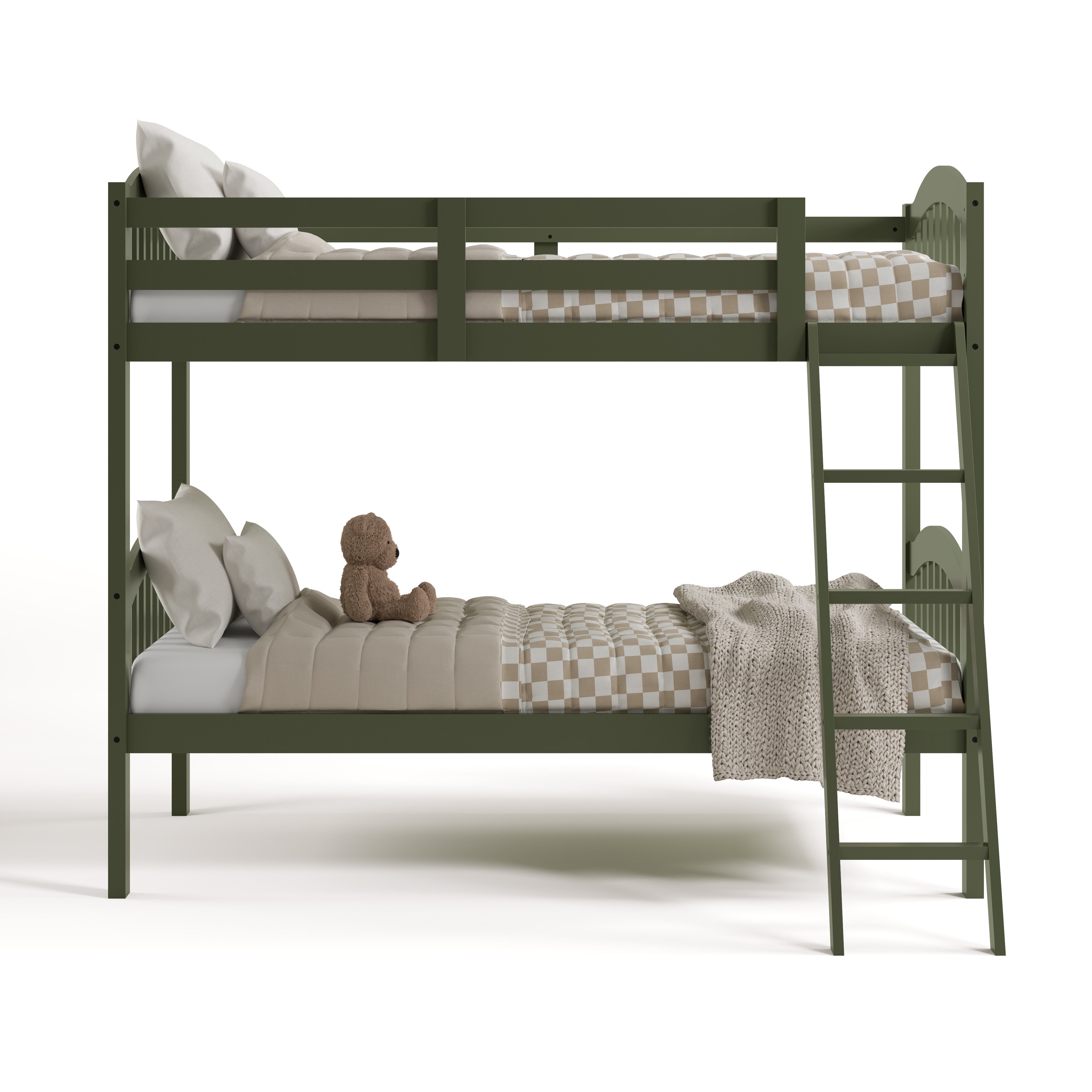 longhorn olive twin over twin bunk bed front view