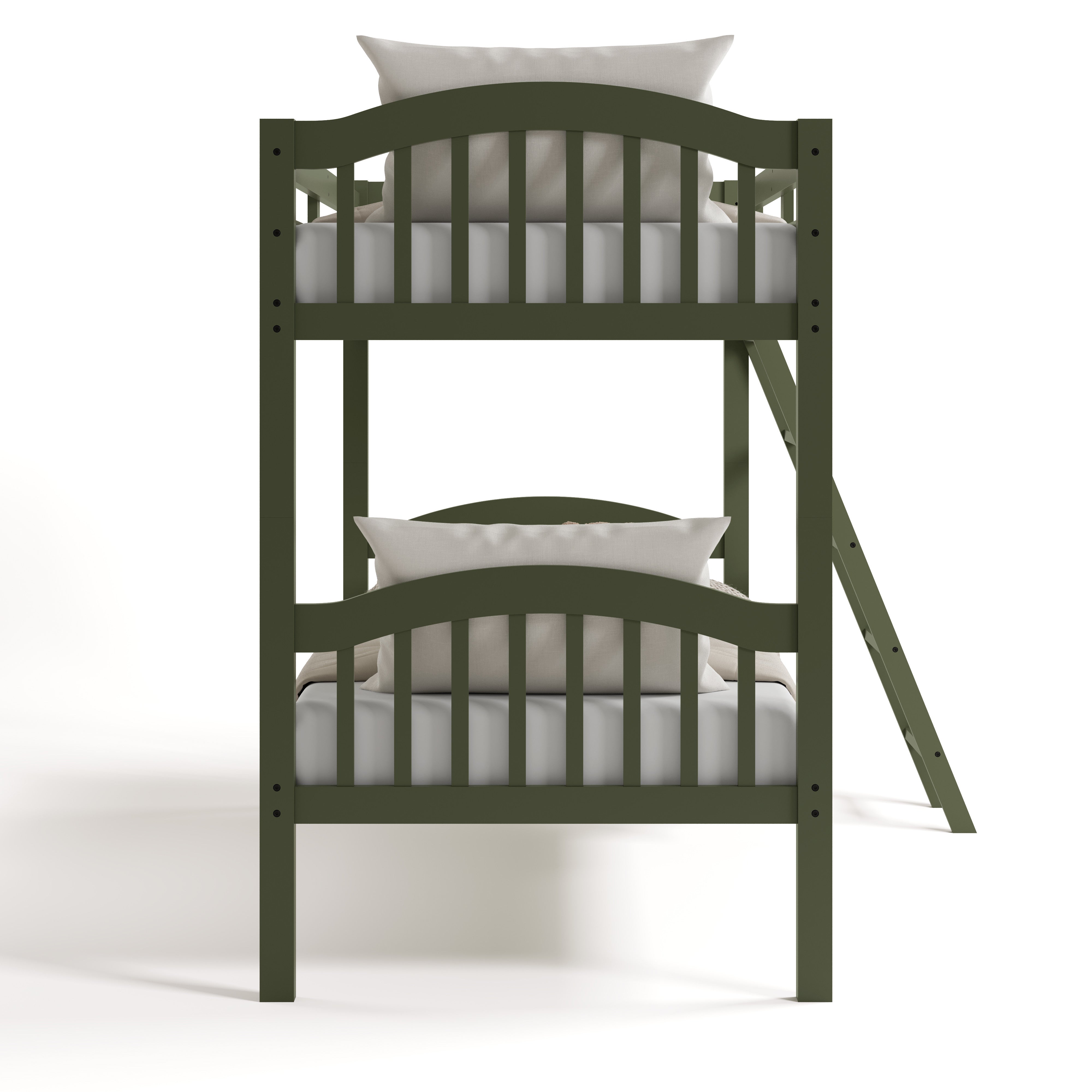 longhorn olive twin over twin bunk bed side view