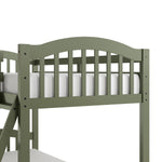 longhorn olive twin over twin bunk bed closeup of top bunk footboard