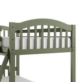 longhorn olive twin over twin bunk bed closeup of top bunk footboard