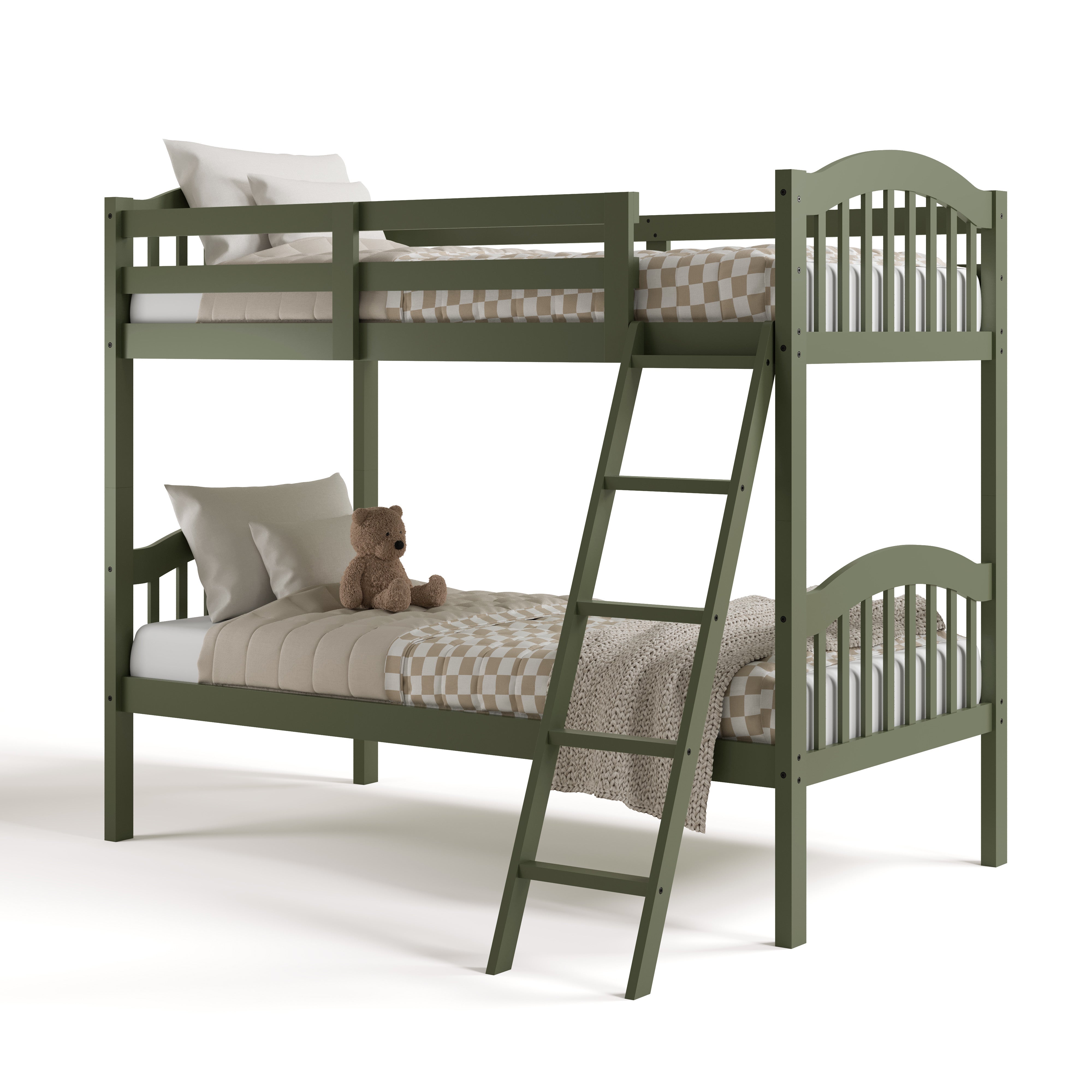 longhorn olive twin over twin bunk bed angle view