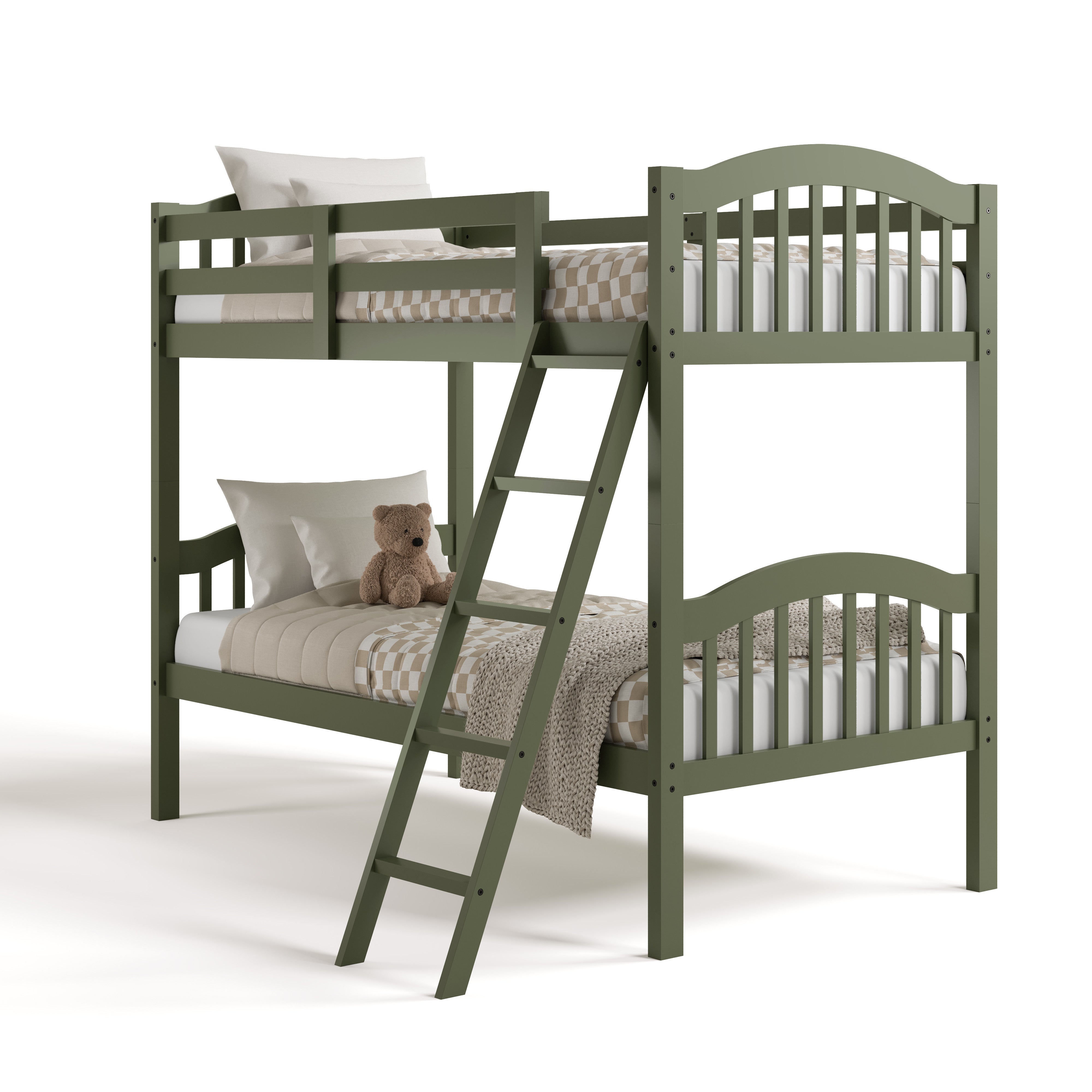longhorn olive twin over twin bunk bed angle view