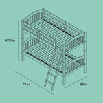 longhorn twin over twin bunk bed drawing with dimensions