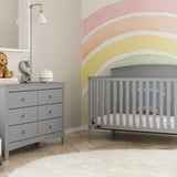 gray 6 drawer dresser in nursery