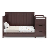 Hadley espresso crib and changer converted to toddler bed without guardrails