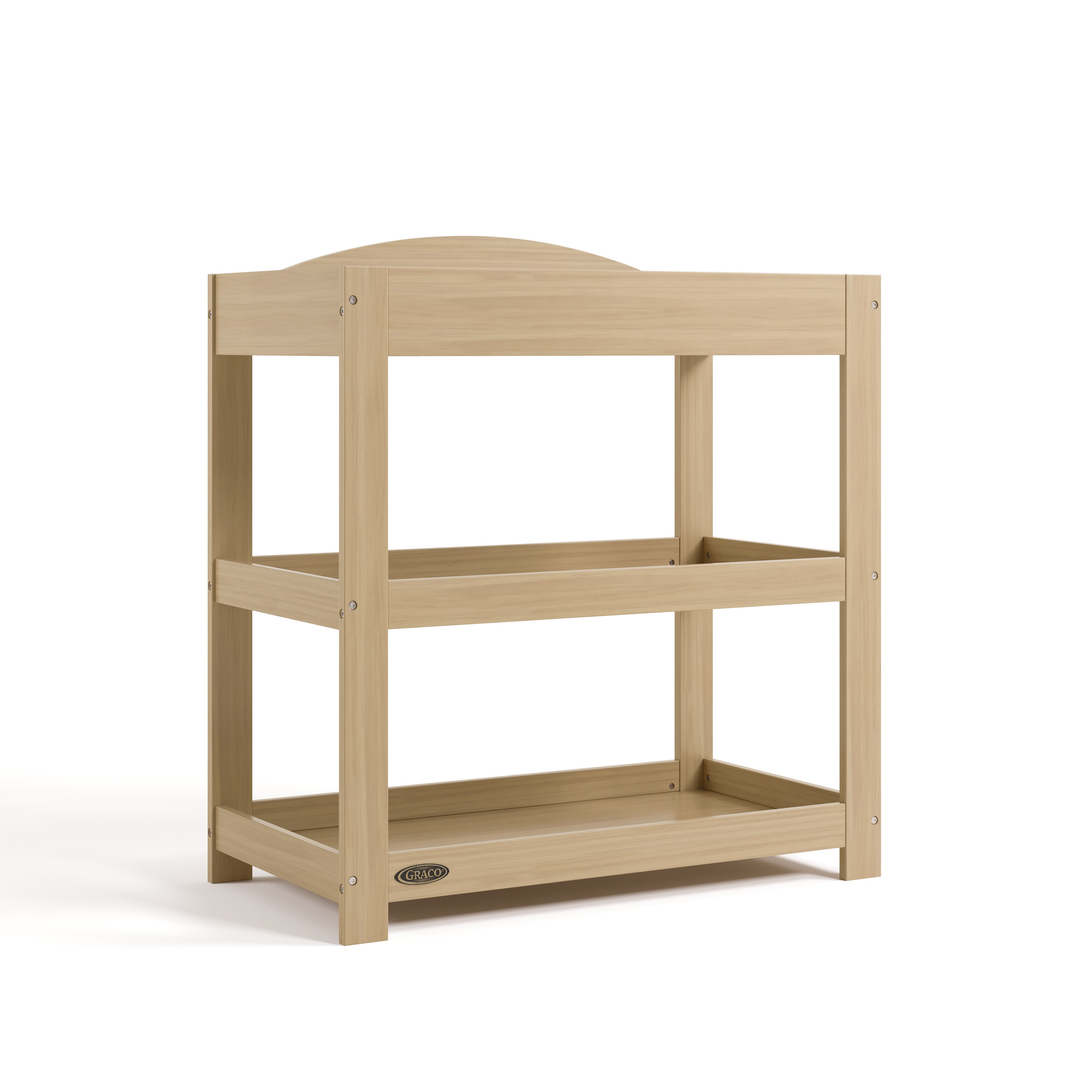 Graco driftwood customizable changing table angle view