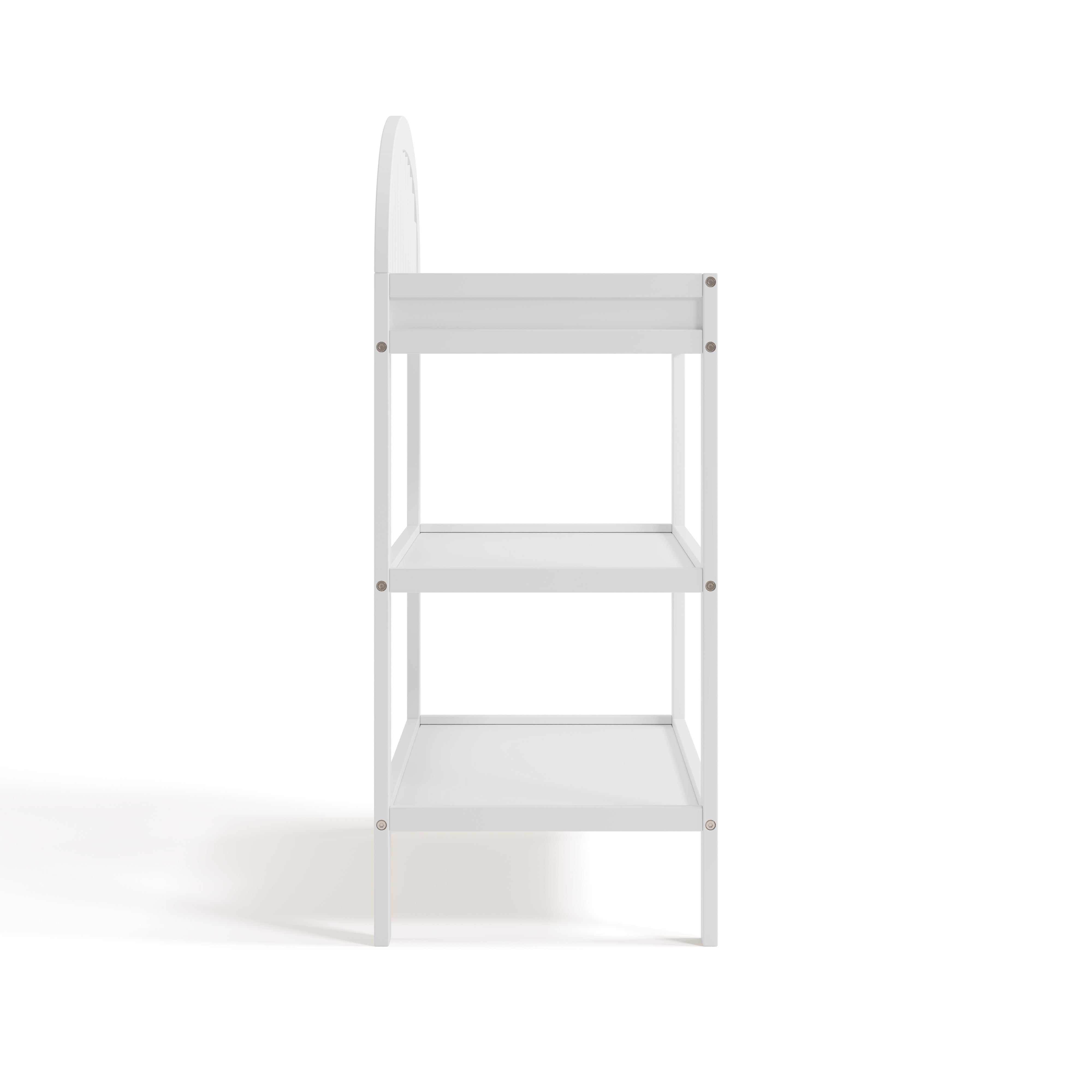 Olivia white changing table side view