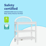 Olivia white changing table certifications callout