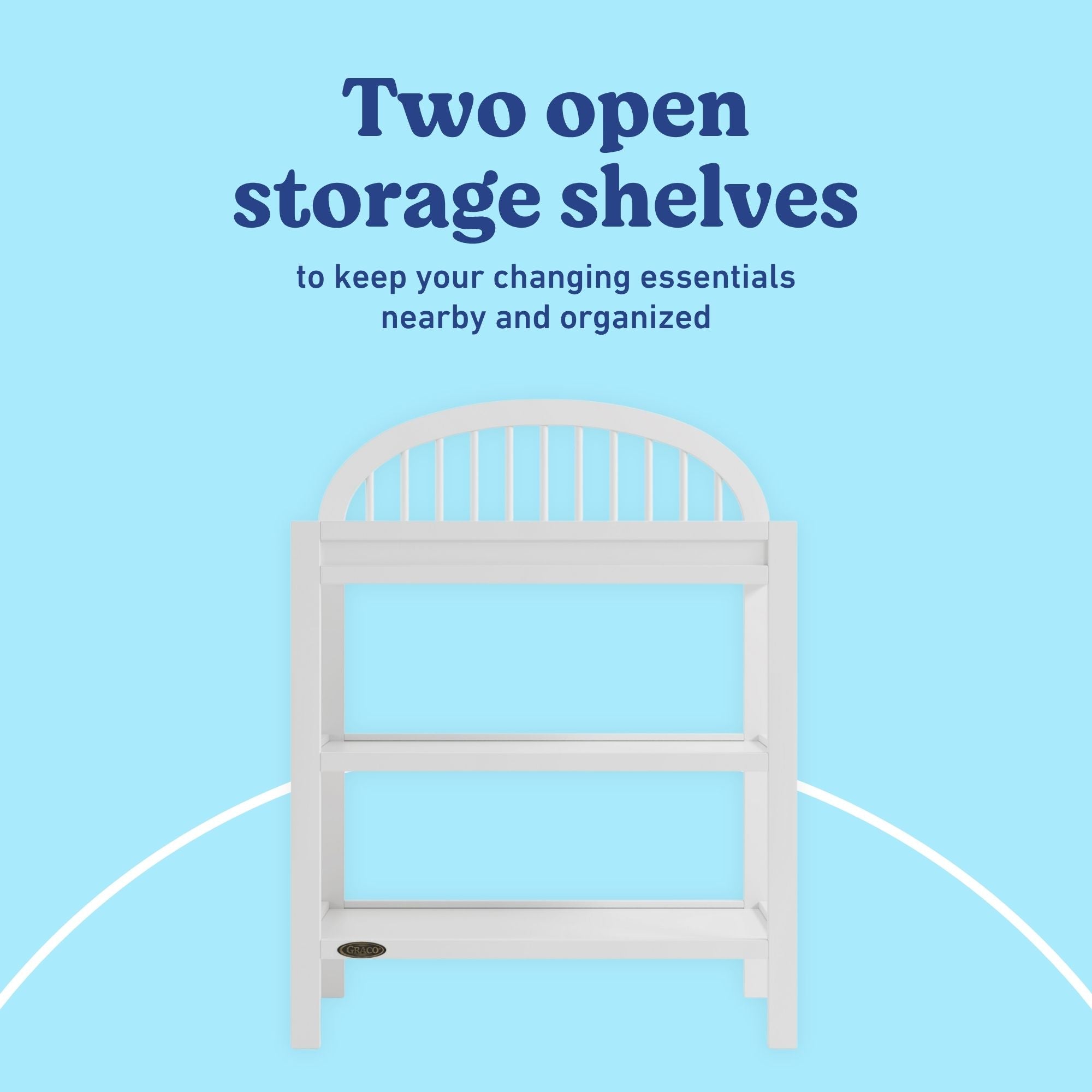 Olivia white changing table storage callout