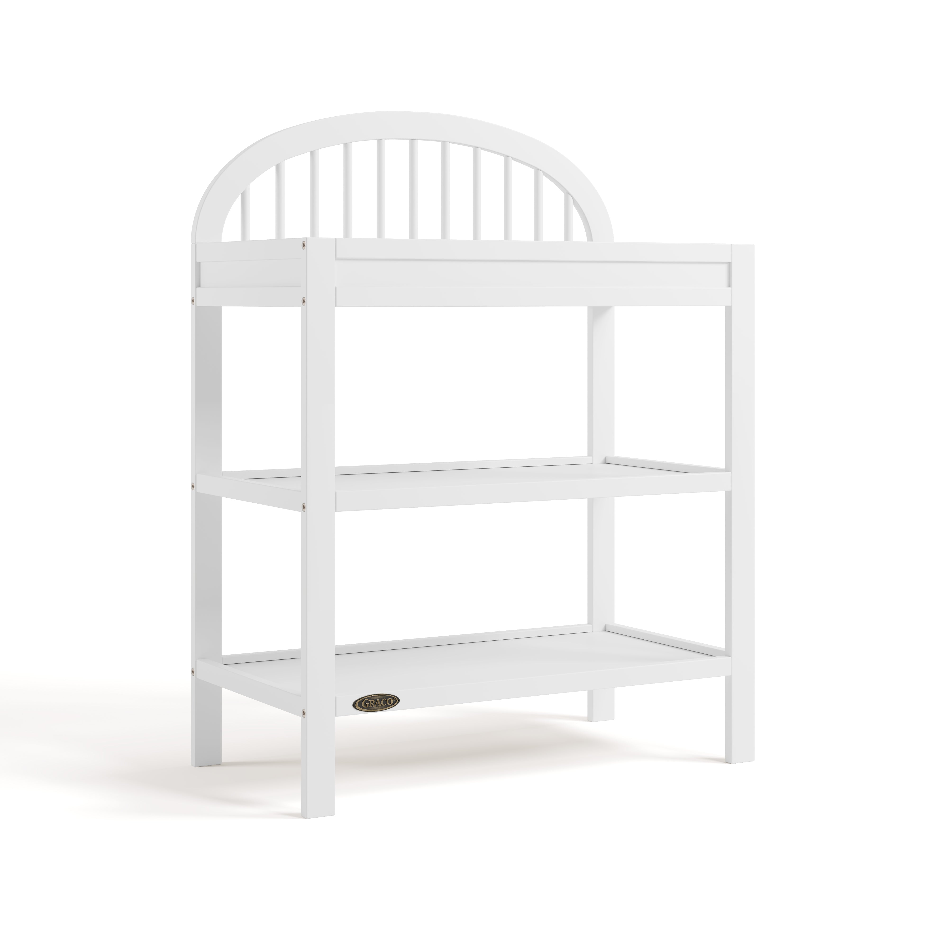 Olivia white changing table angle view