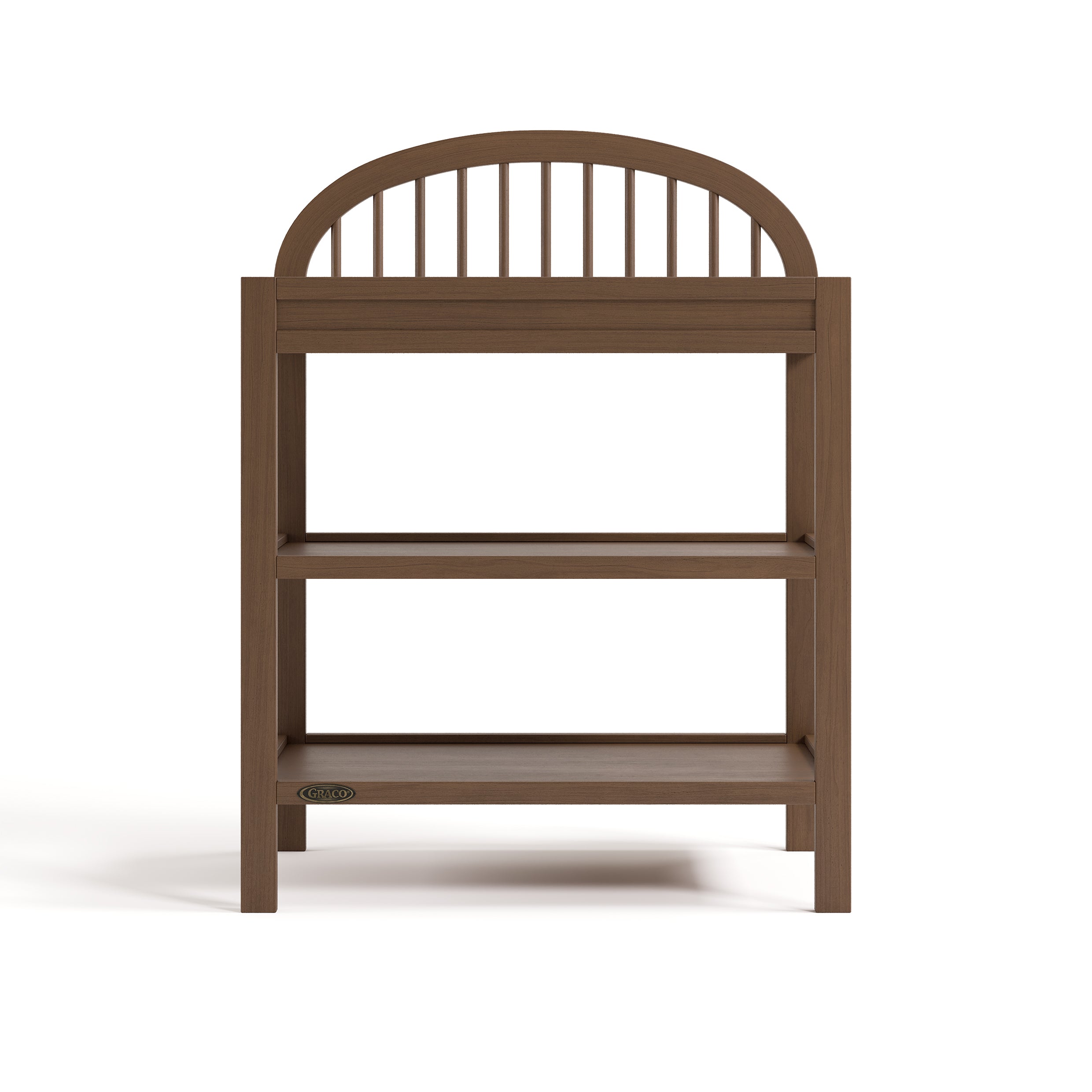 Olivia hazelnut changing table front view
