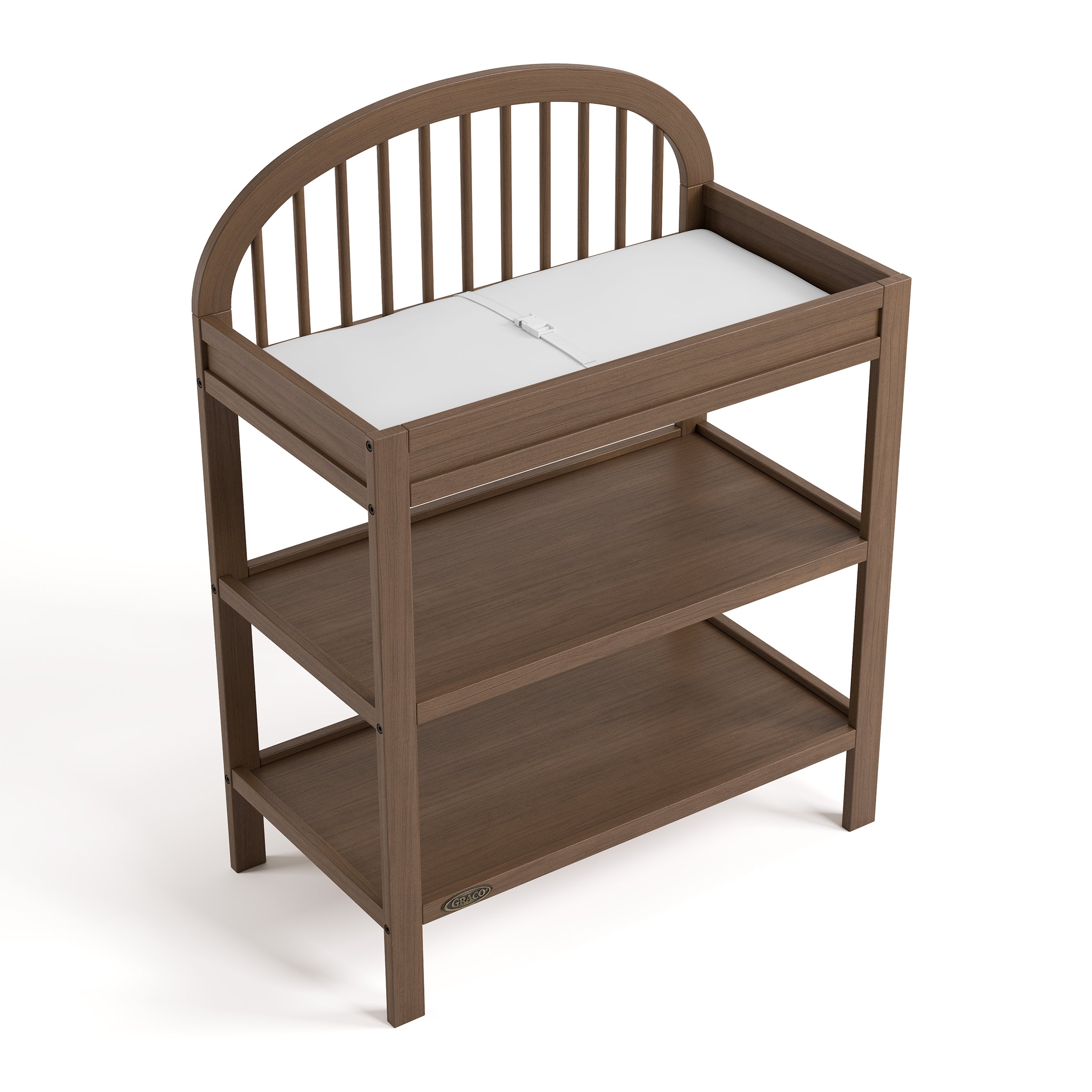 Olivia hazelnut changing table top view