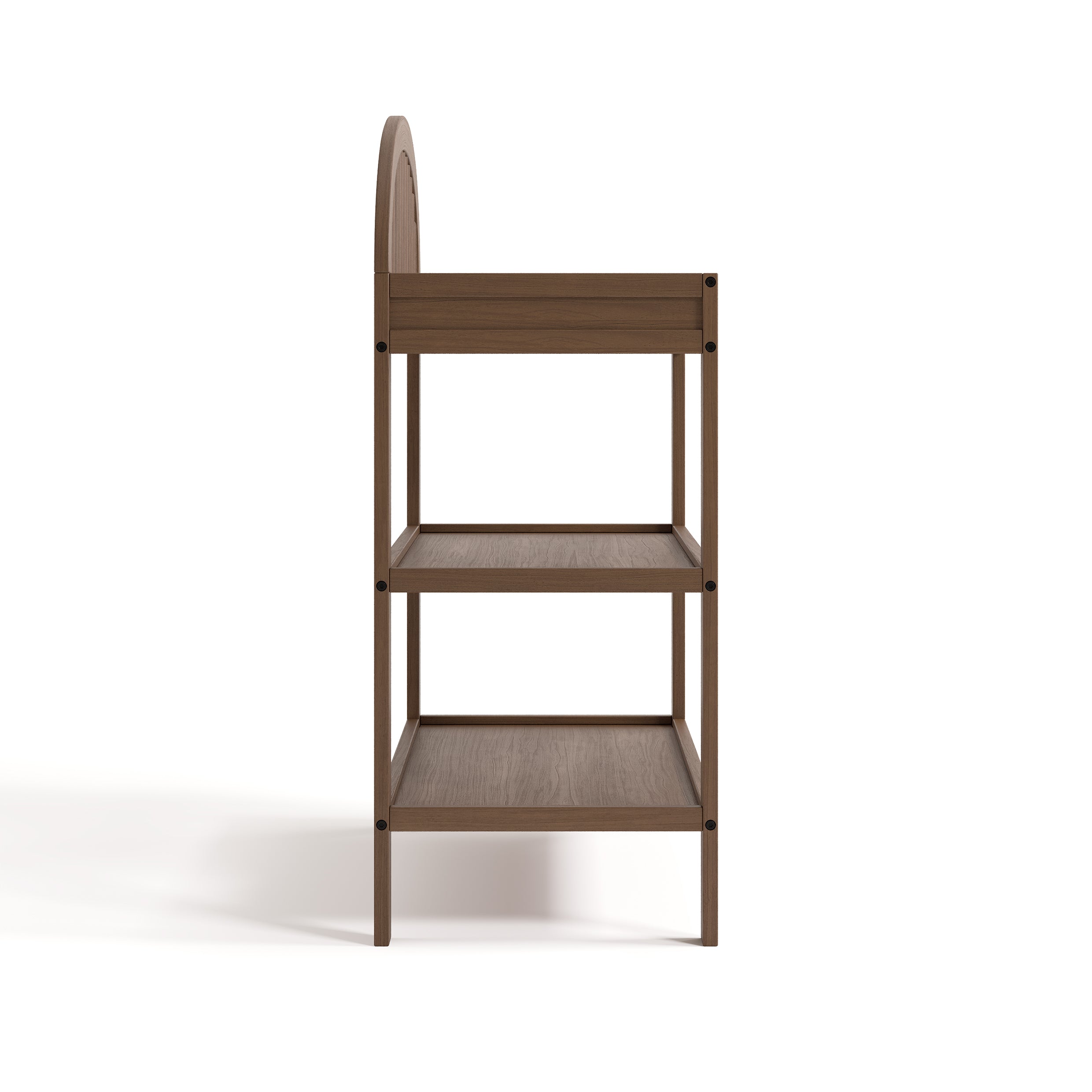 Olivia hazelnut changing table side view