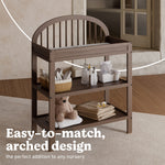 Olivia hazelnut changing table callout