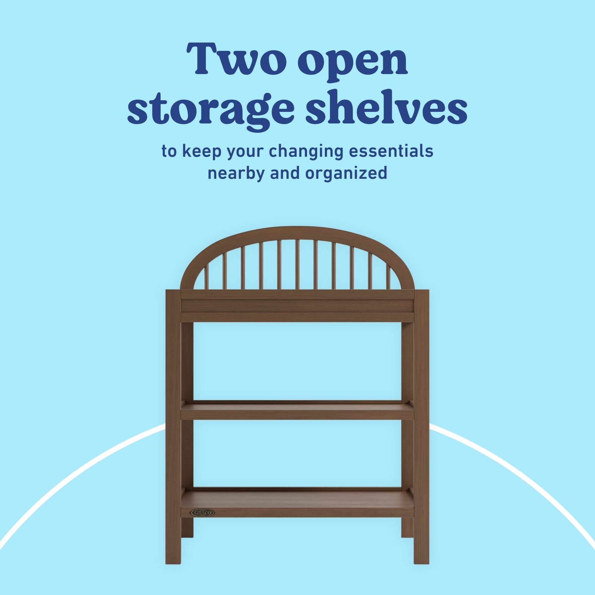 Olivia hazelnut changing table storage callout