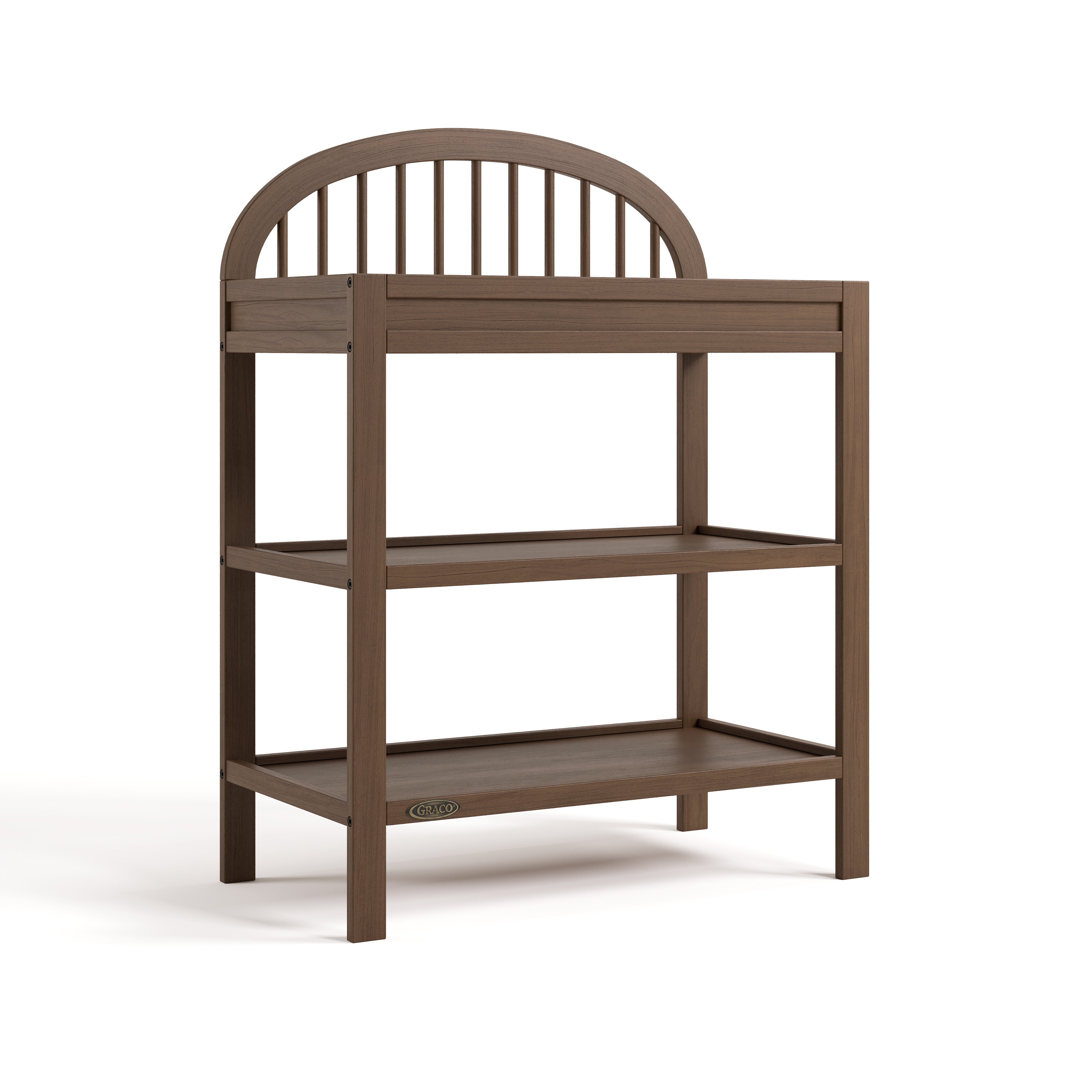 Olivia hazelnut changing table angle view