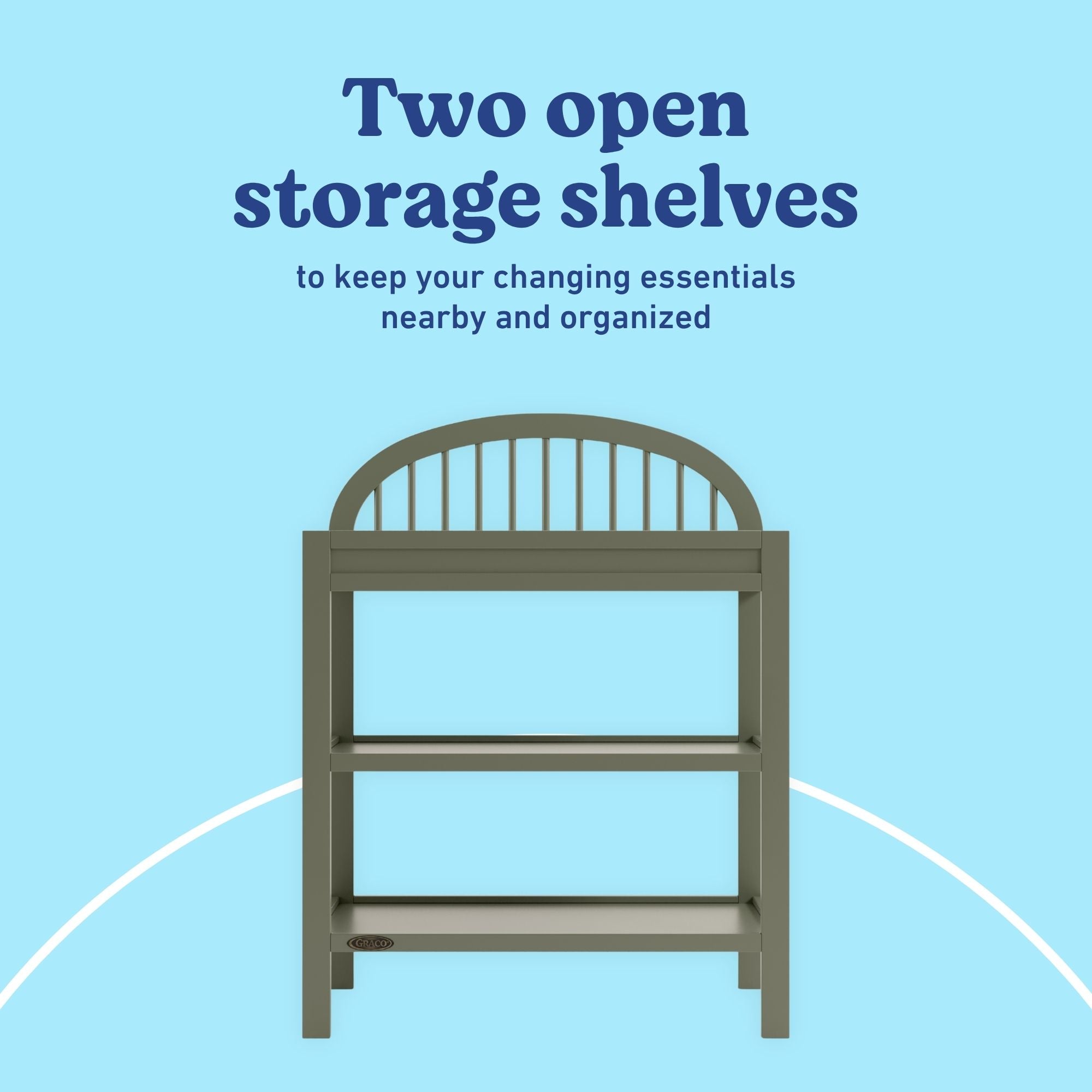 Olivia olive changing table storage callout