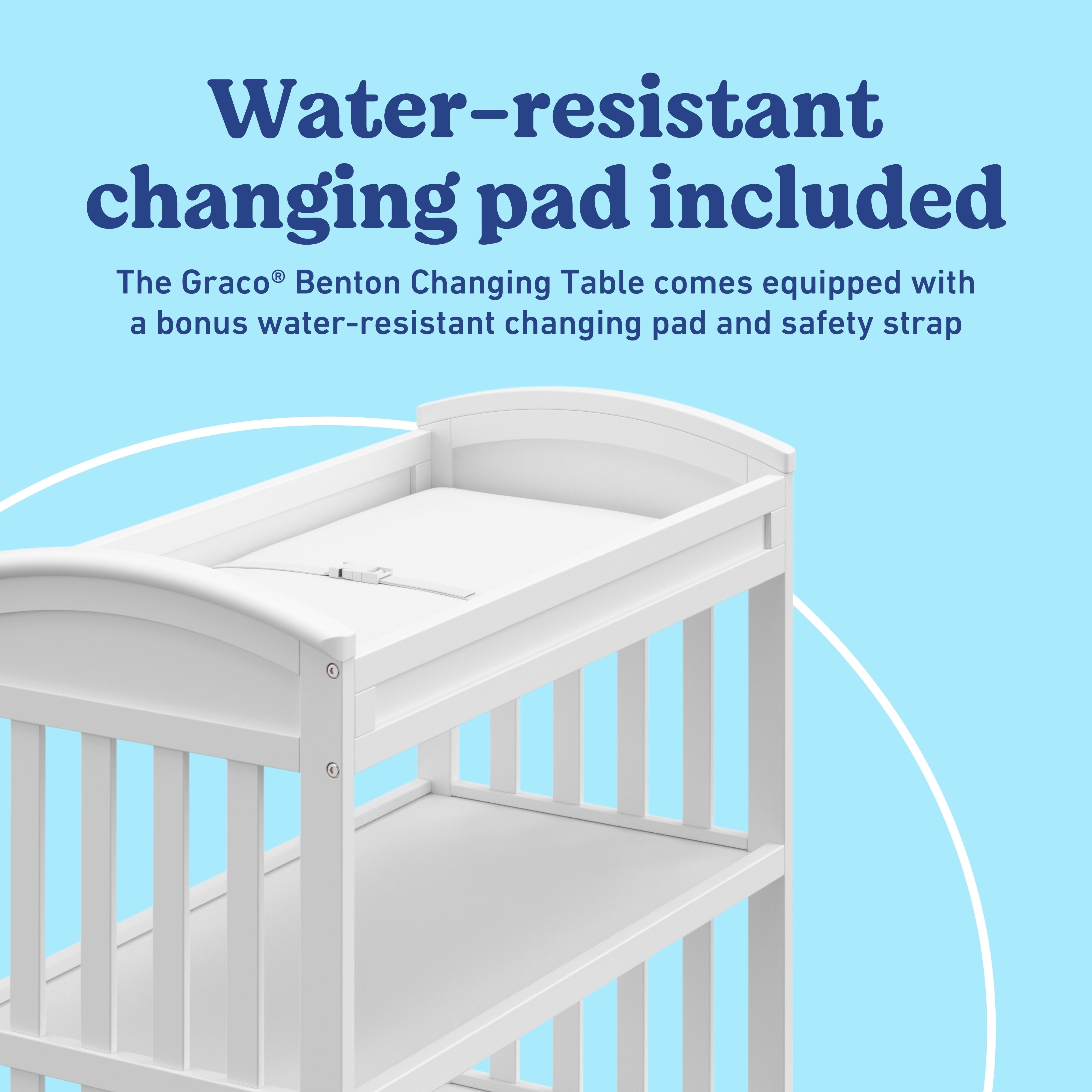 Benton white changing table changing pad callout