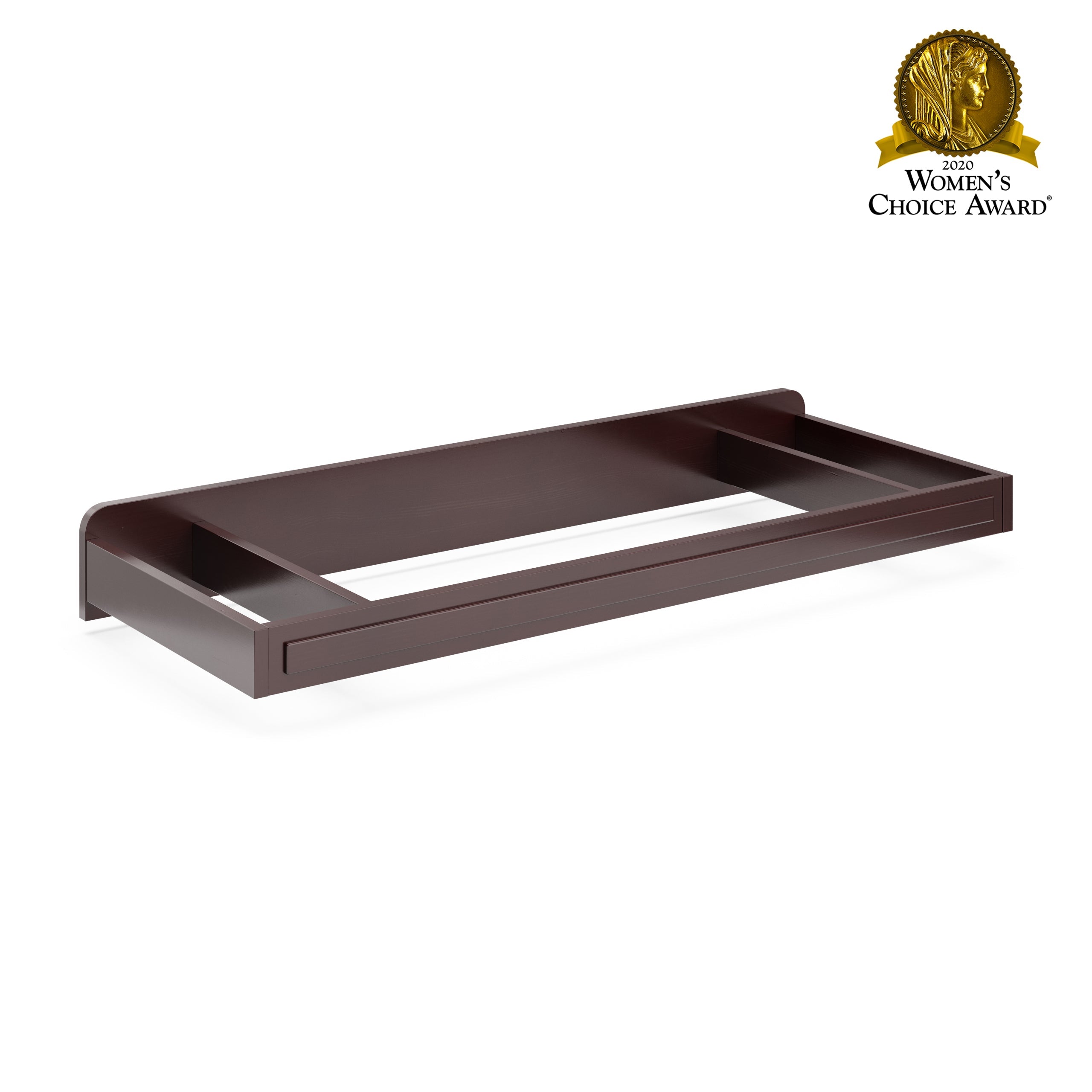 espresso changing topper angled with award graphic