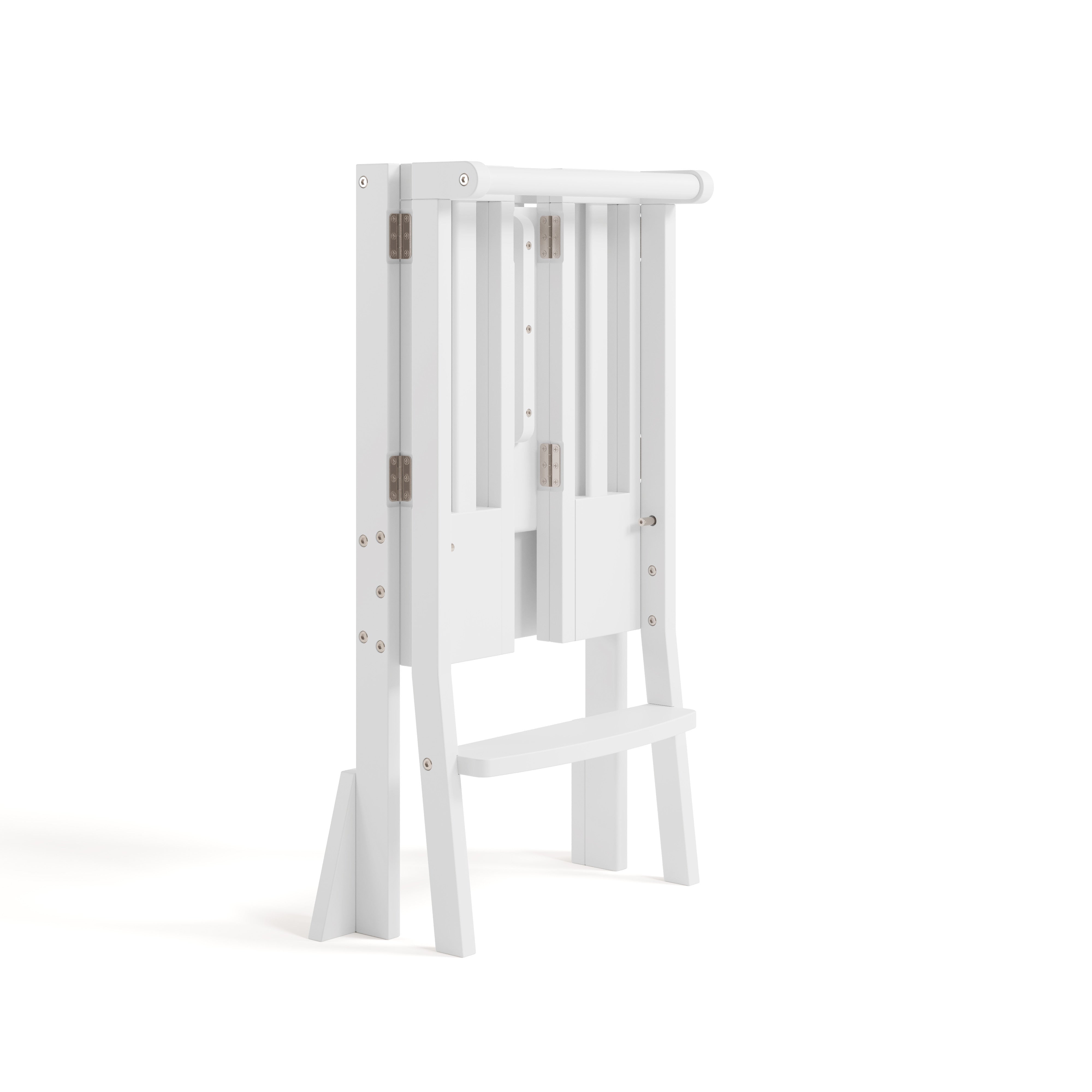 toddler white step stool folded angle view