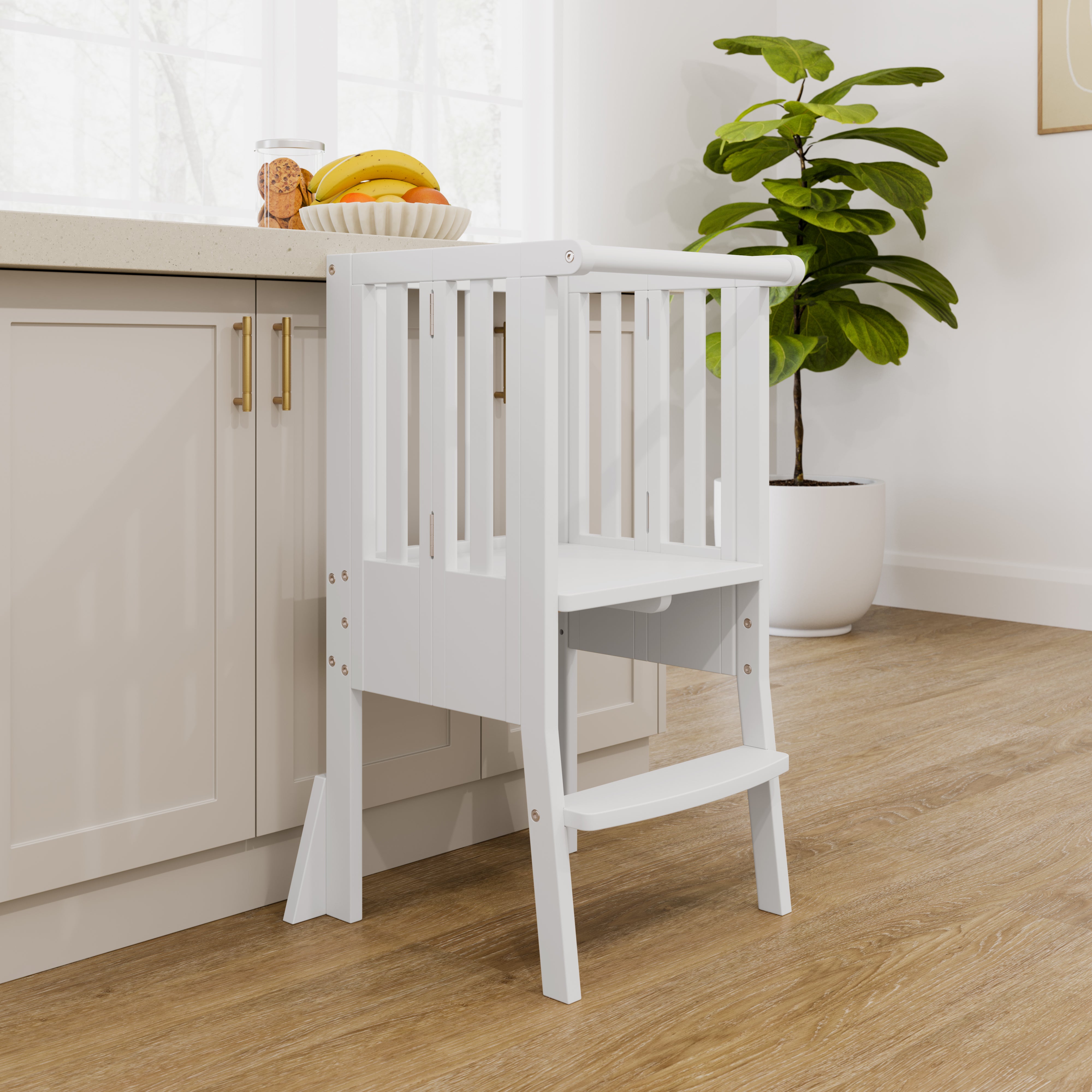 toddler white step stool kitchen shot