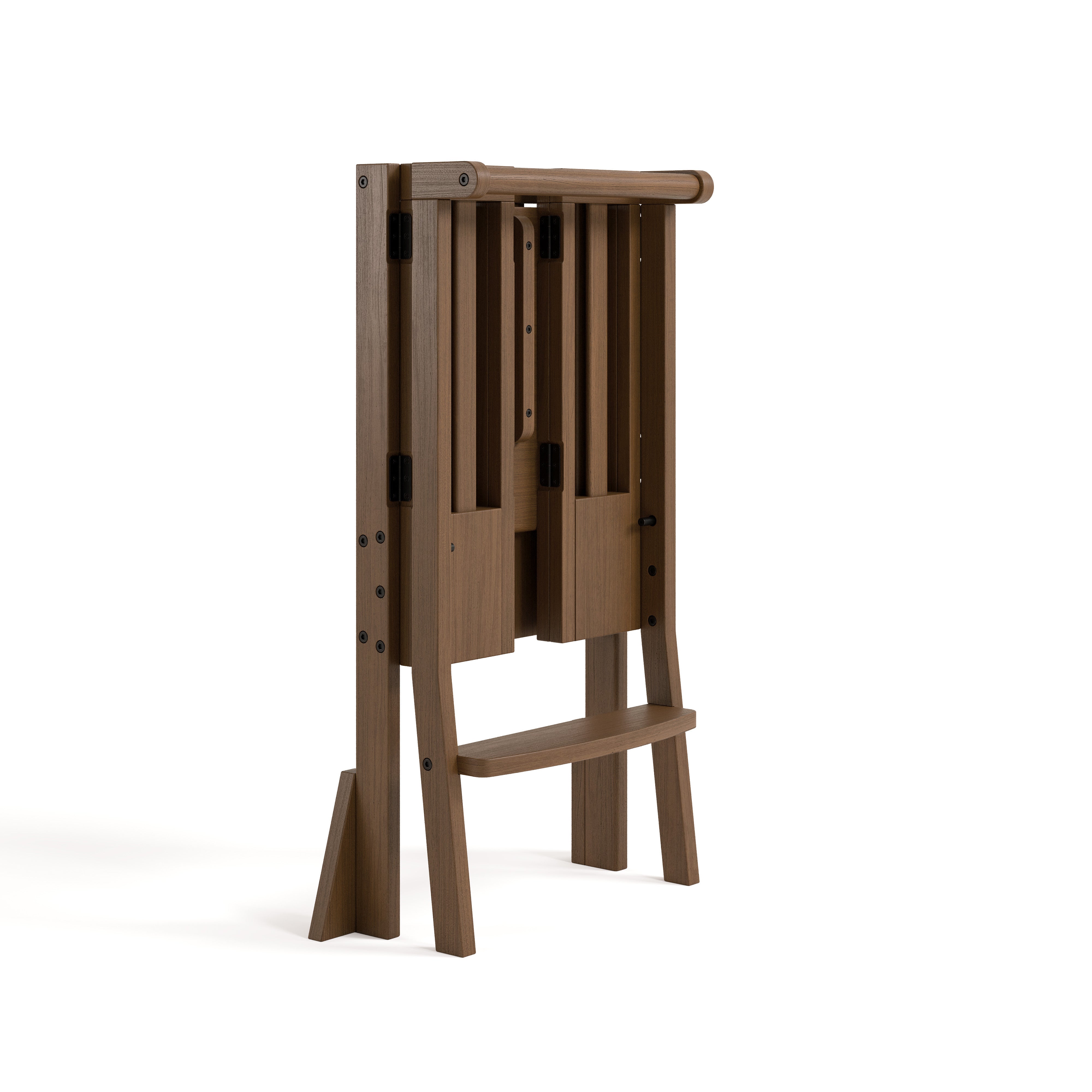 toddler hazelnut step stool folded angle view