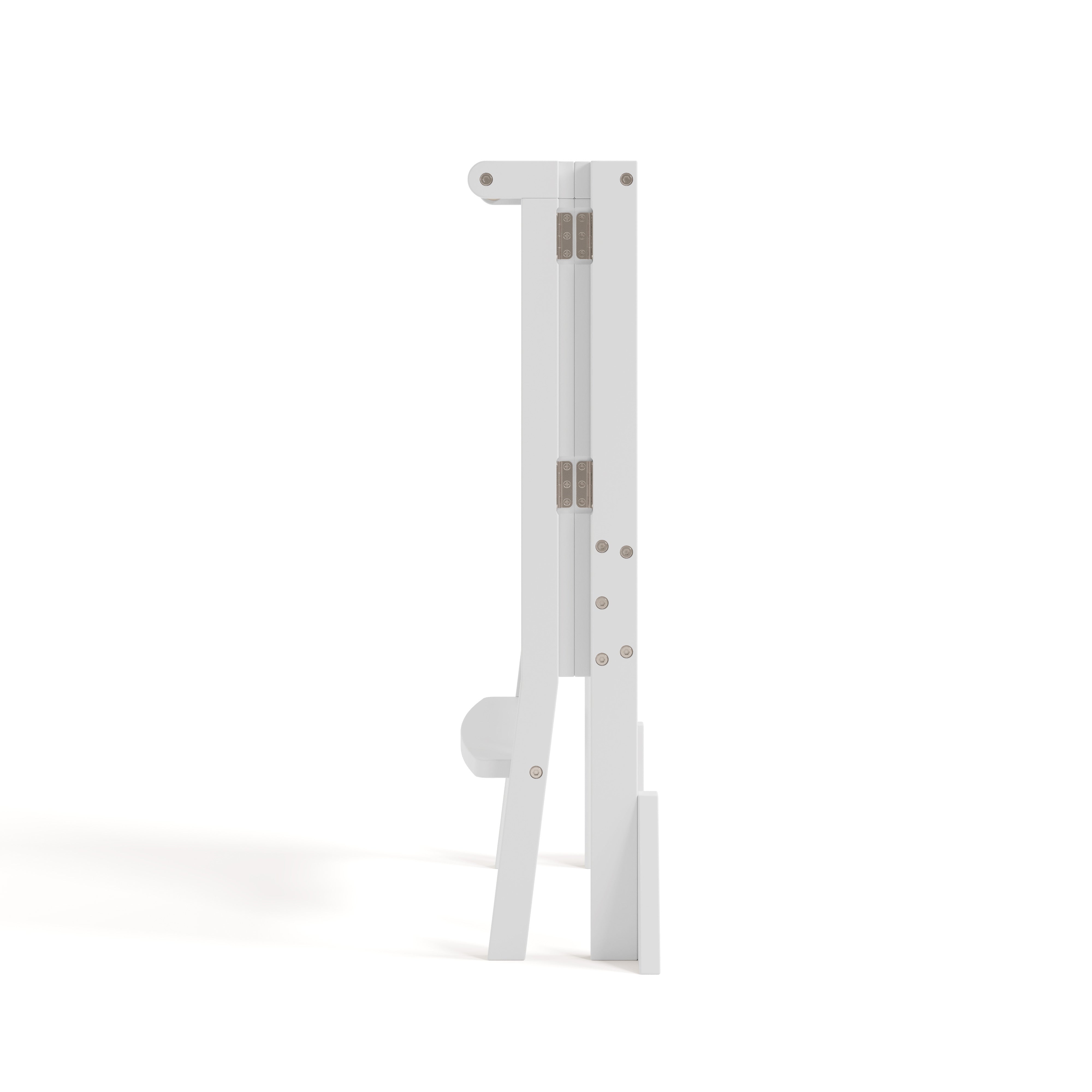 toddler white with driftwood step stool folded side view