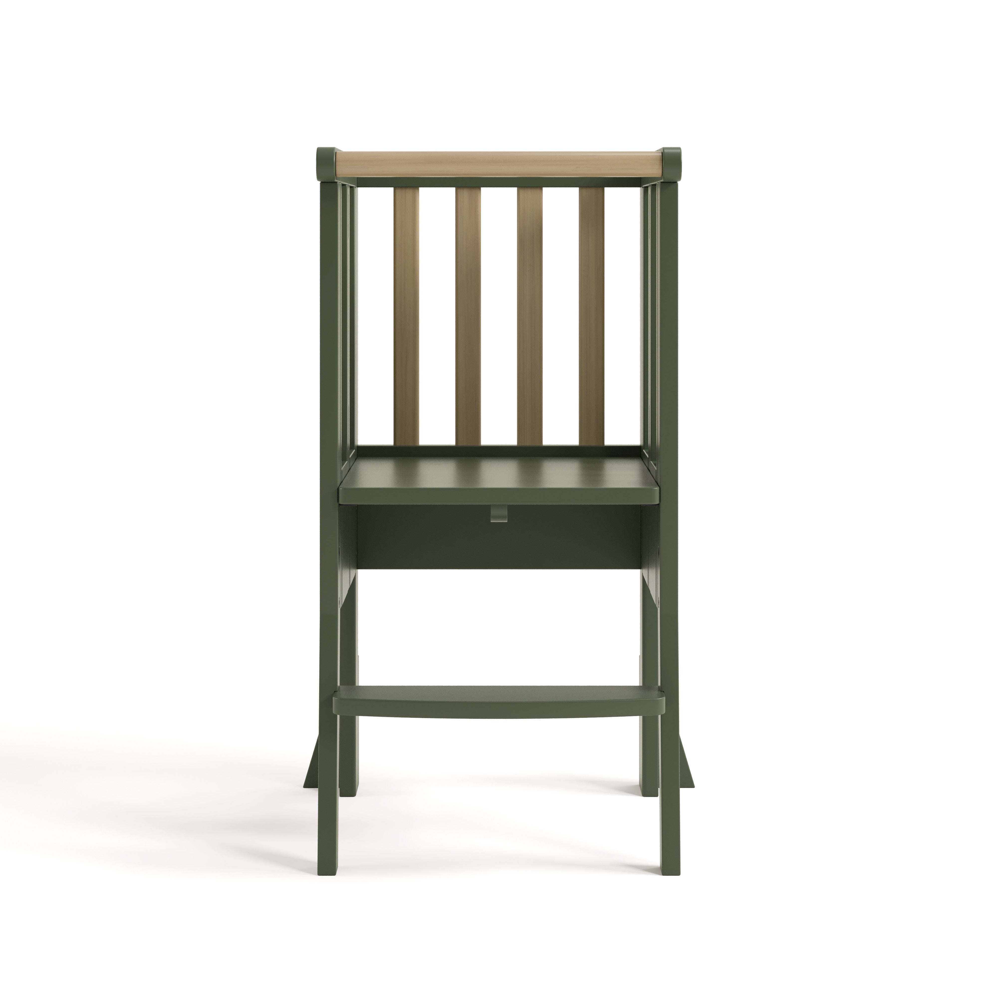 toddler olive with driftwood step stool front view