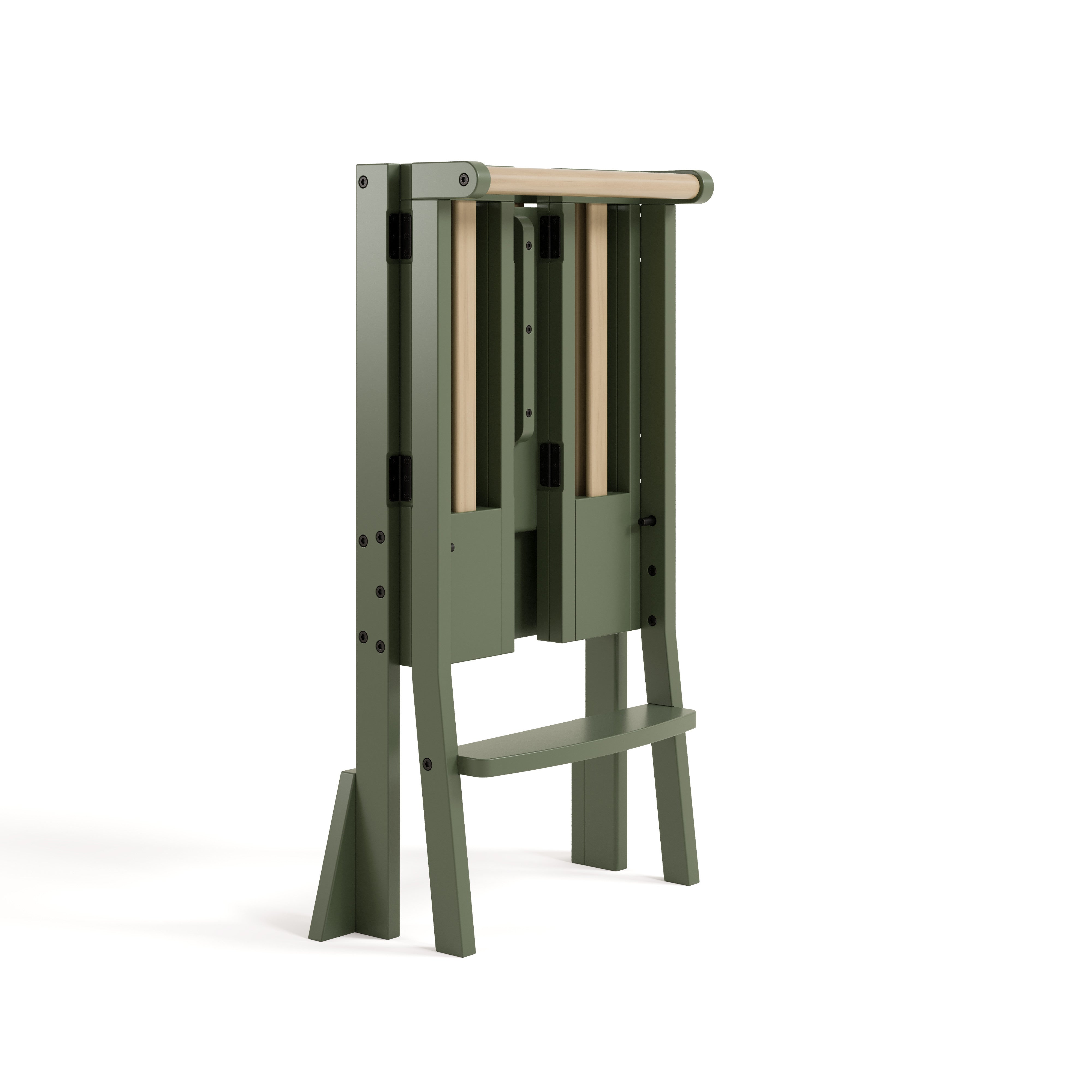 toddler olive with driftwood step stool folded angle view