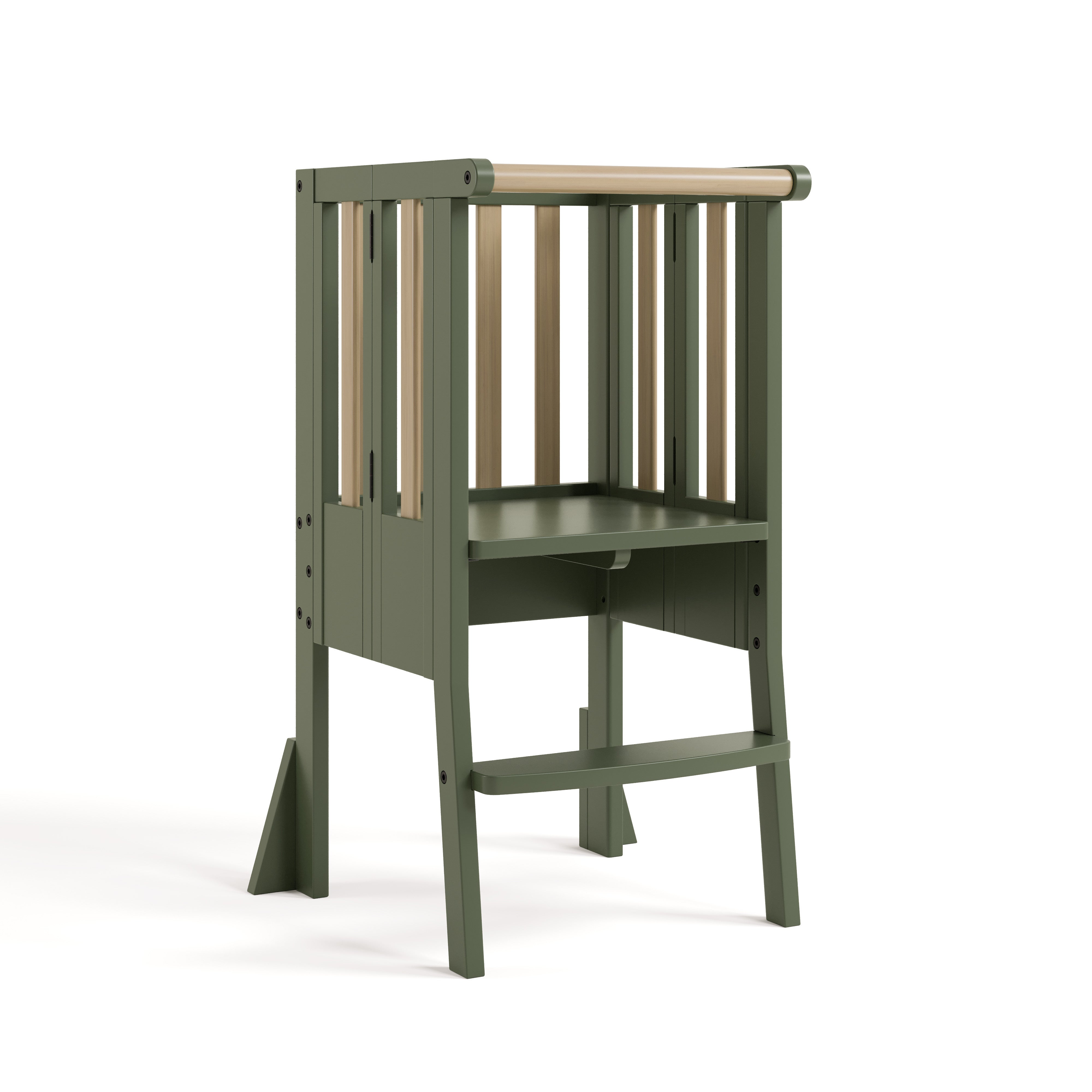 toddler olive with driftwood step stool angle view