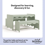 Casablanca sage table and bench set features callout