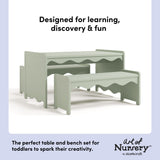 Casablanca sage table and bench set features callout
