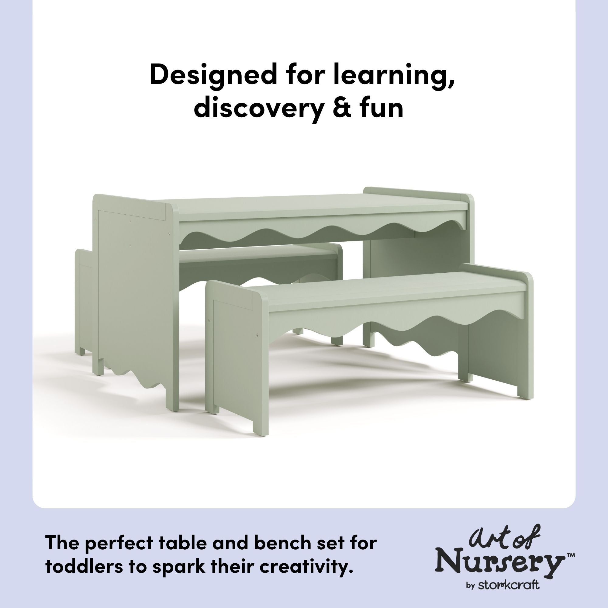 Casablanca sage table and bench set features callout