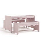 Casablanca blush table and bench set angle view