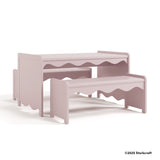 Casablanca blush table and bench set drawing with 2025 Storkcraft copyright on bottom right