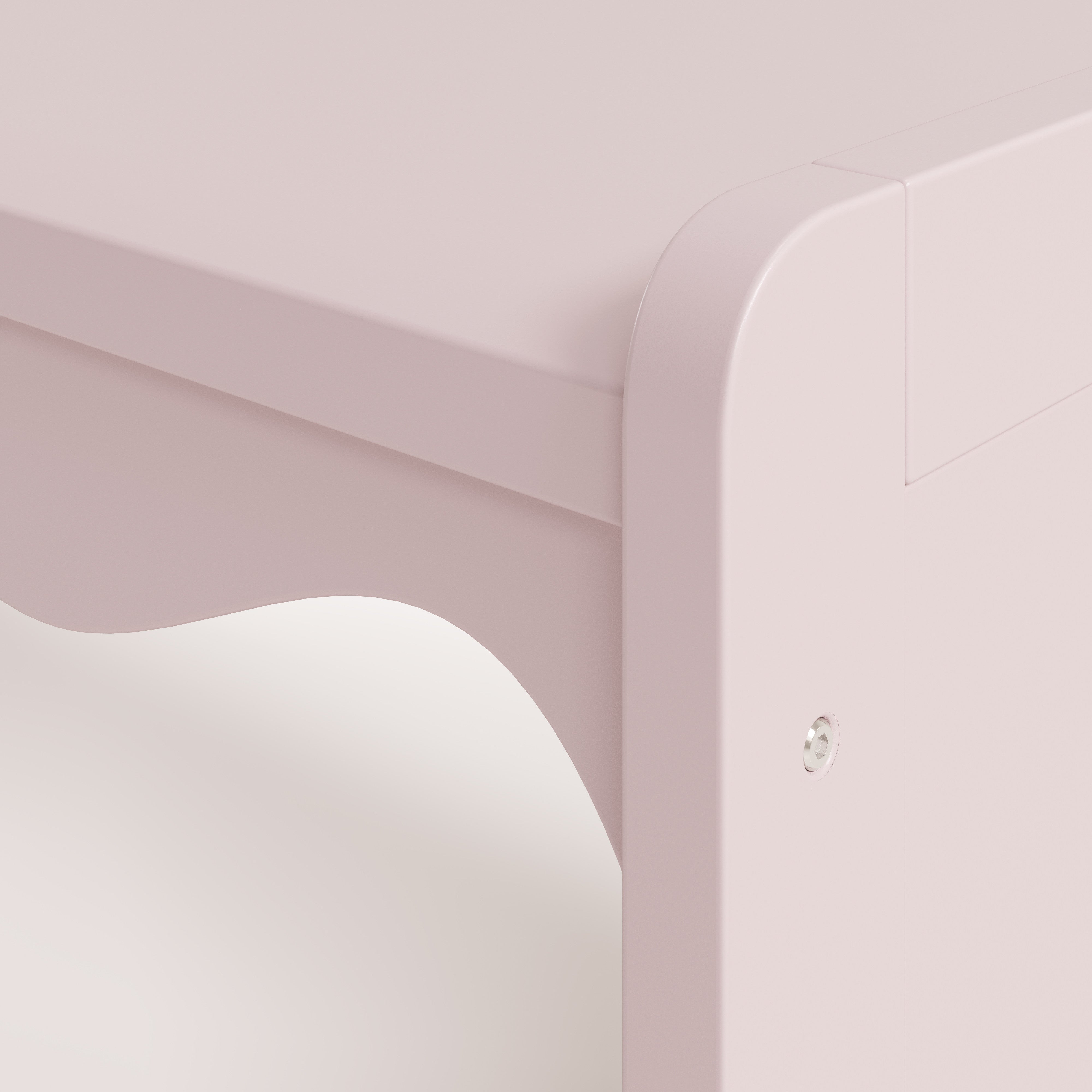 Casablanca blush table and bench set close up of wave design