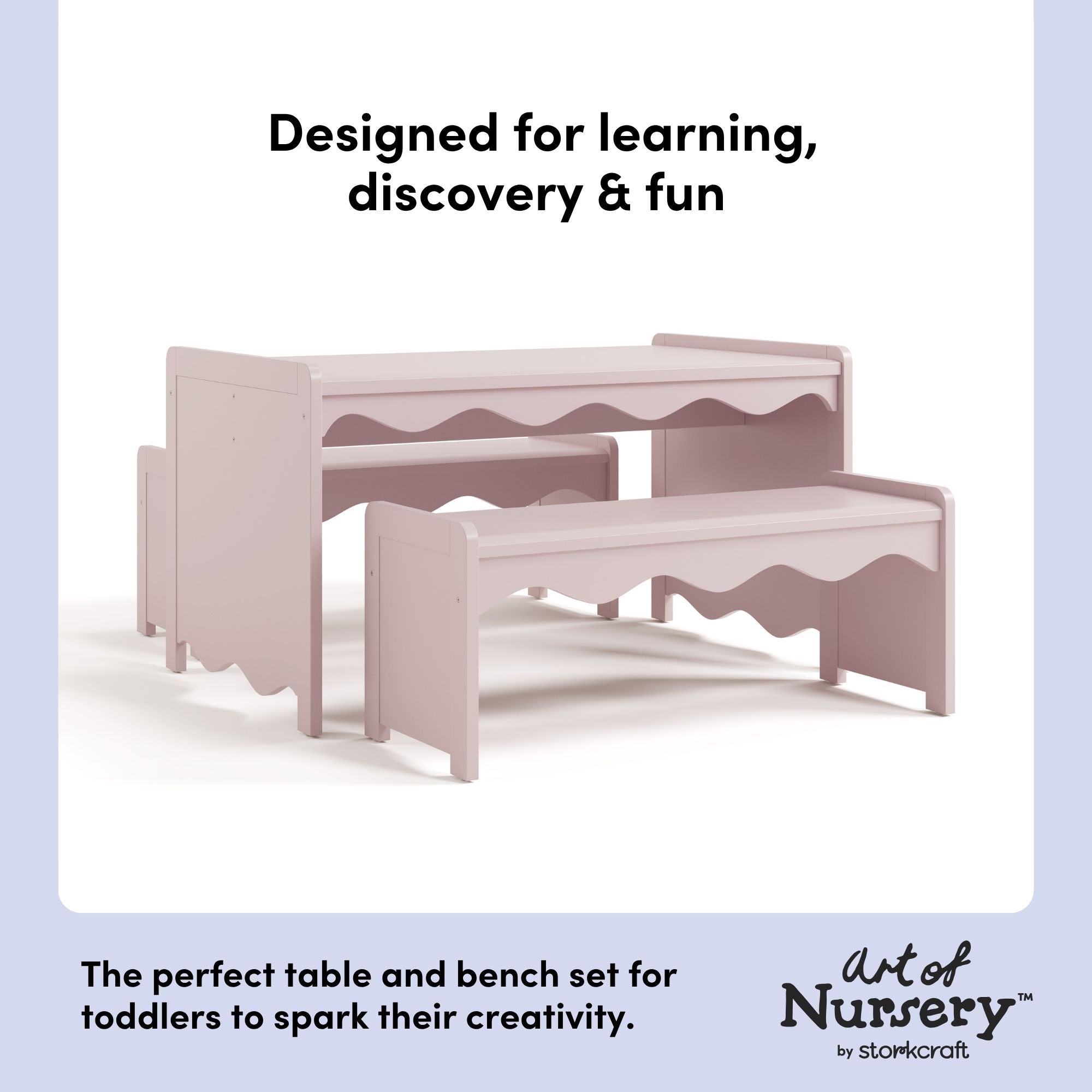 Casablanca blush table and bench set features callout