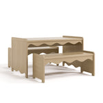 Casablanca driftwood table and bench set angle view