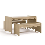 Casablanca driftwood table and bench set angle view