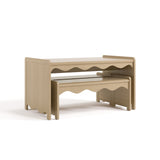Casablanca driftwood table and bench set with benches tucked underneath table angle view