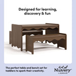 Casablanca hazelnut table and bench set features callout