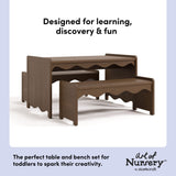 Casablanca hazelnut table and bench set features callout