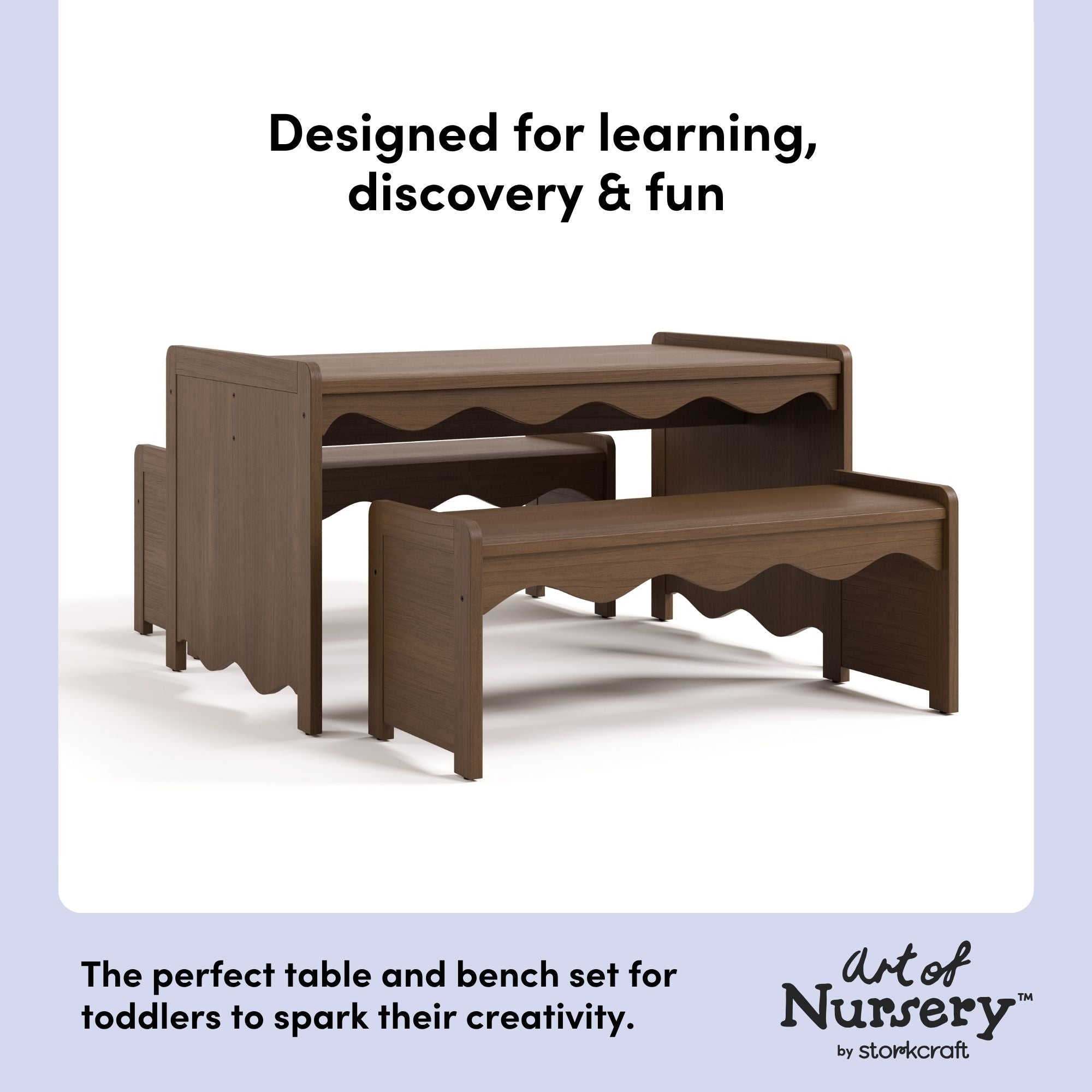 Casablanca hazelnut table and bench set features callout