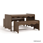 Casablanca hazelnut table and bench set drawing with 2025 Storkcraft copyright on bottom right