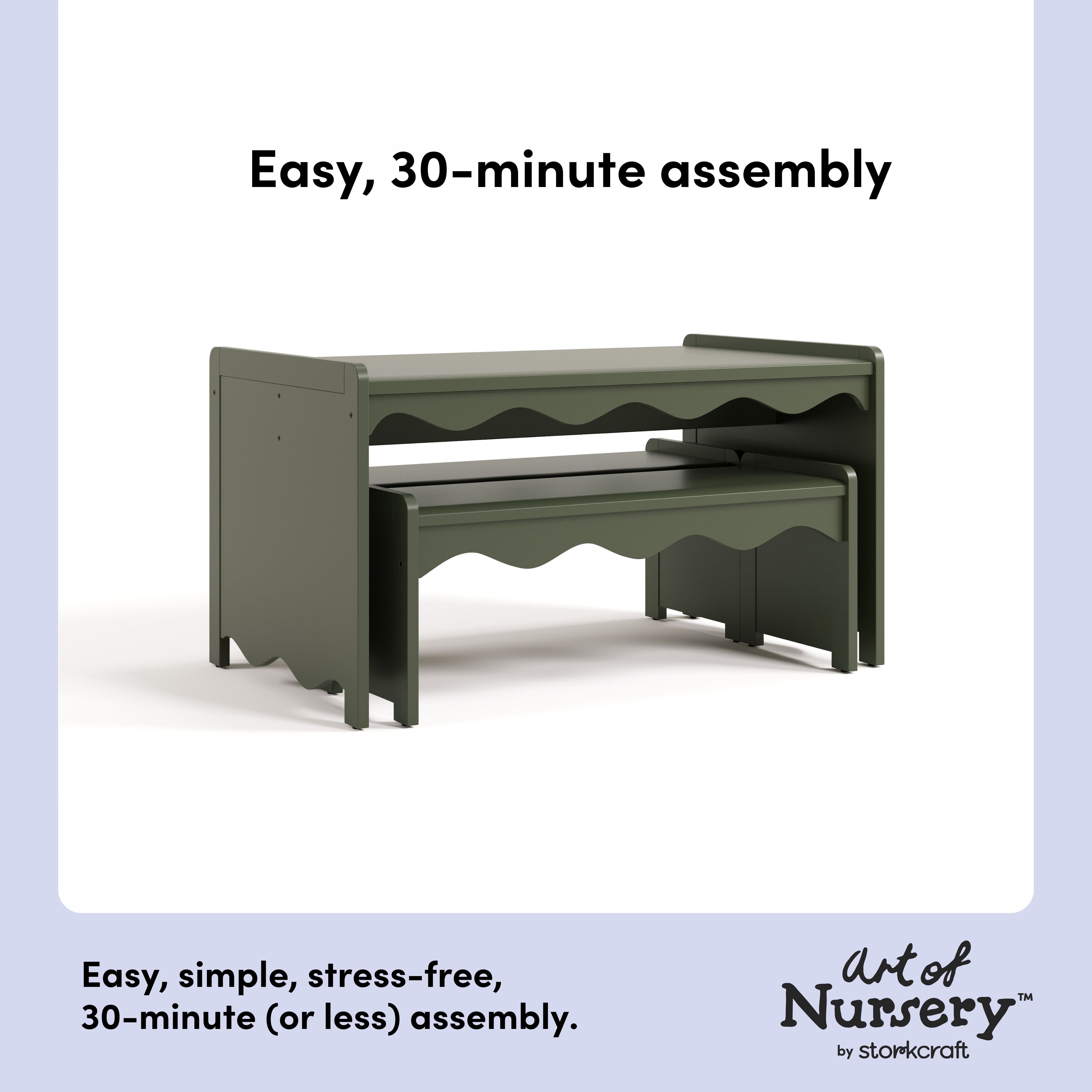 Storkcraft Casablanca Kids Activity Table and Bench Set in Olive