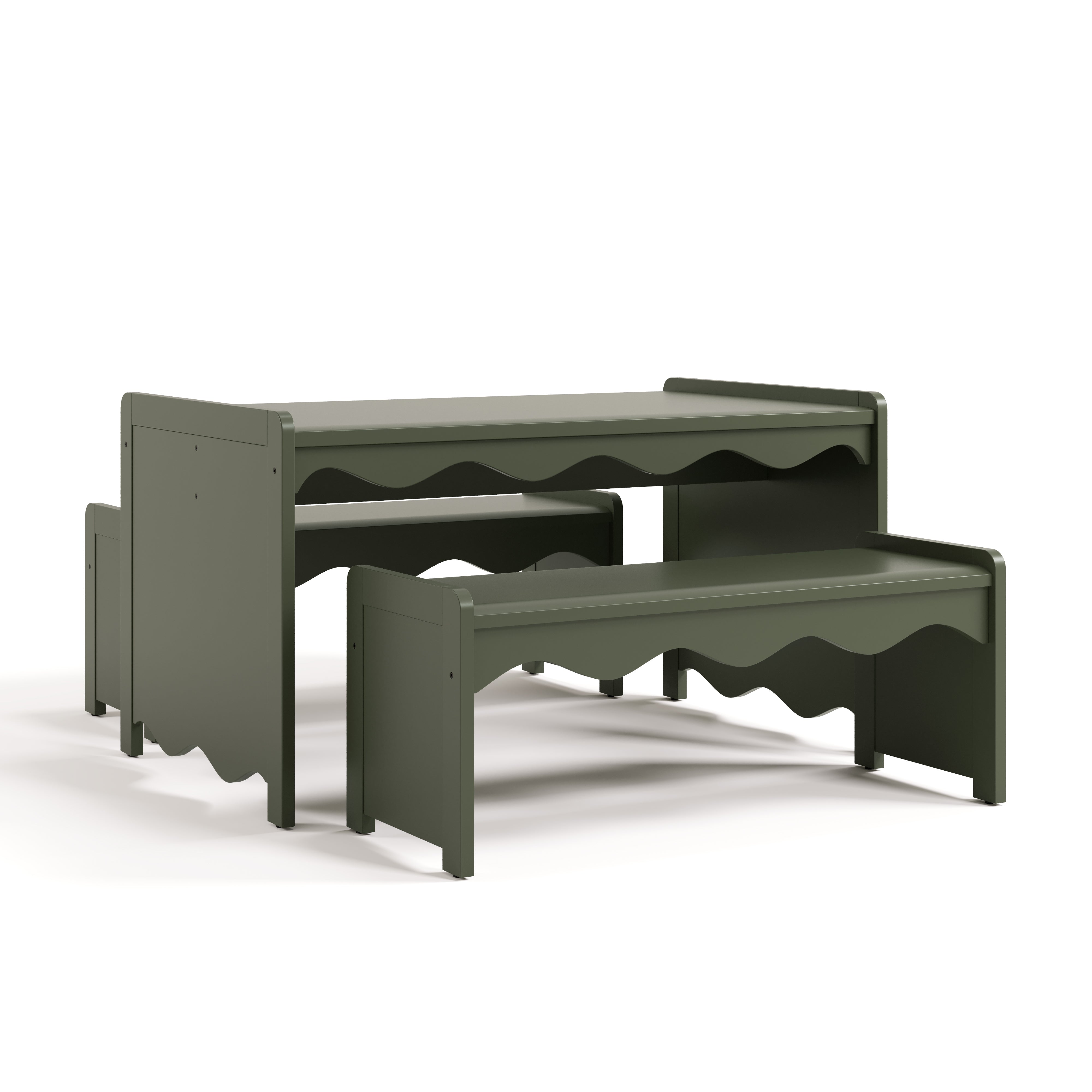 Storkcraft Casablanca Kids Activity Table and Bench Set in Olive