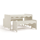 Casablanca frosted oat table and bench set angle view