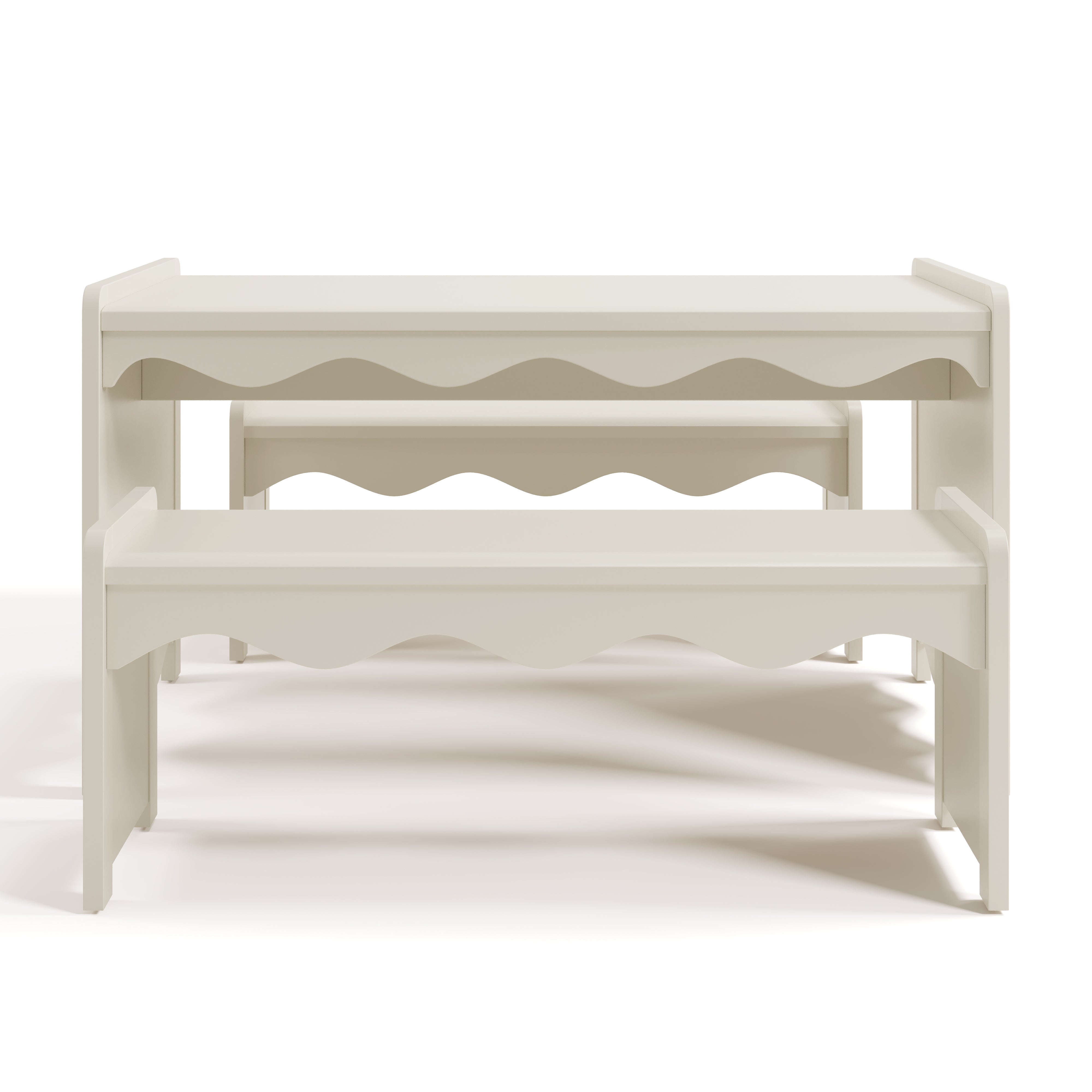 Casablanca frosted oat table and bench set front view