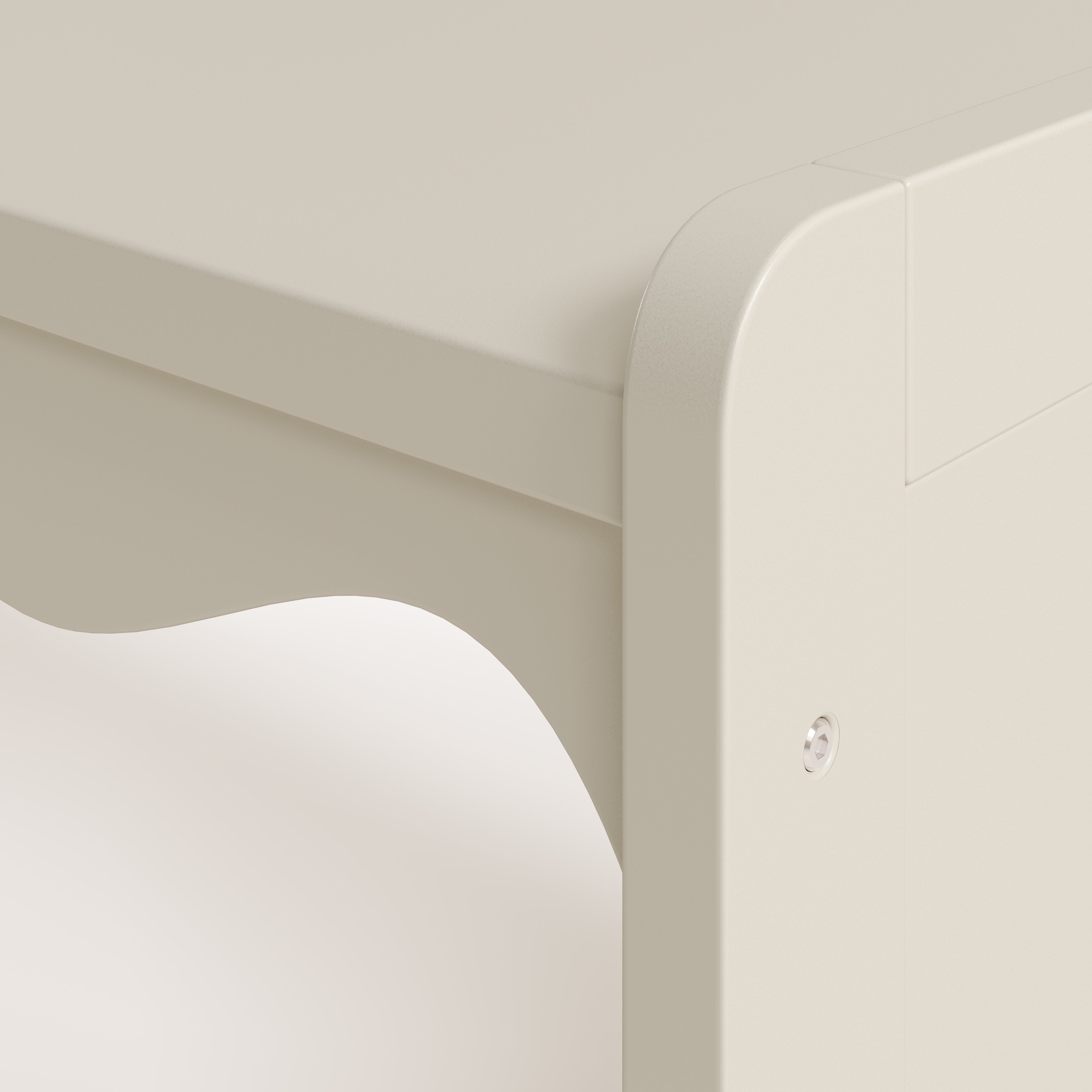 Casablanca frosted oat table and bench set close up of wave design